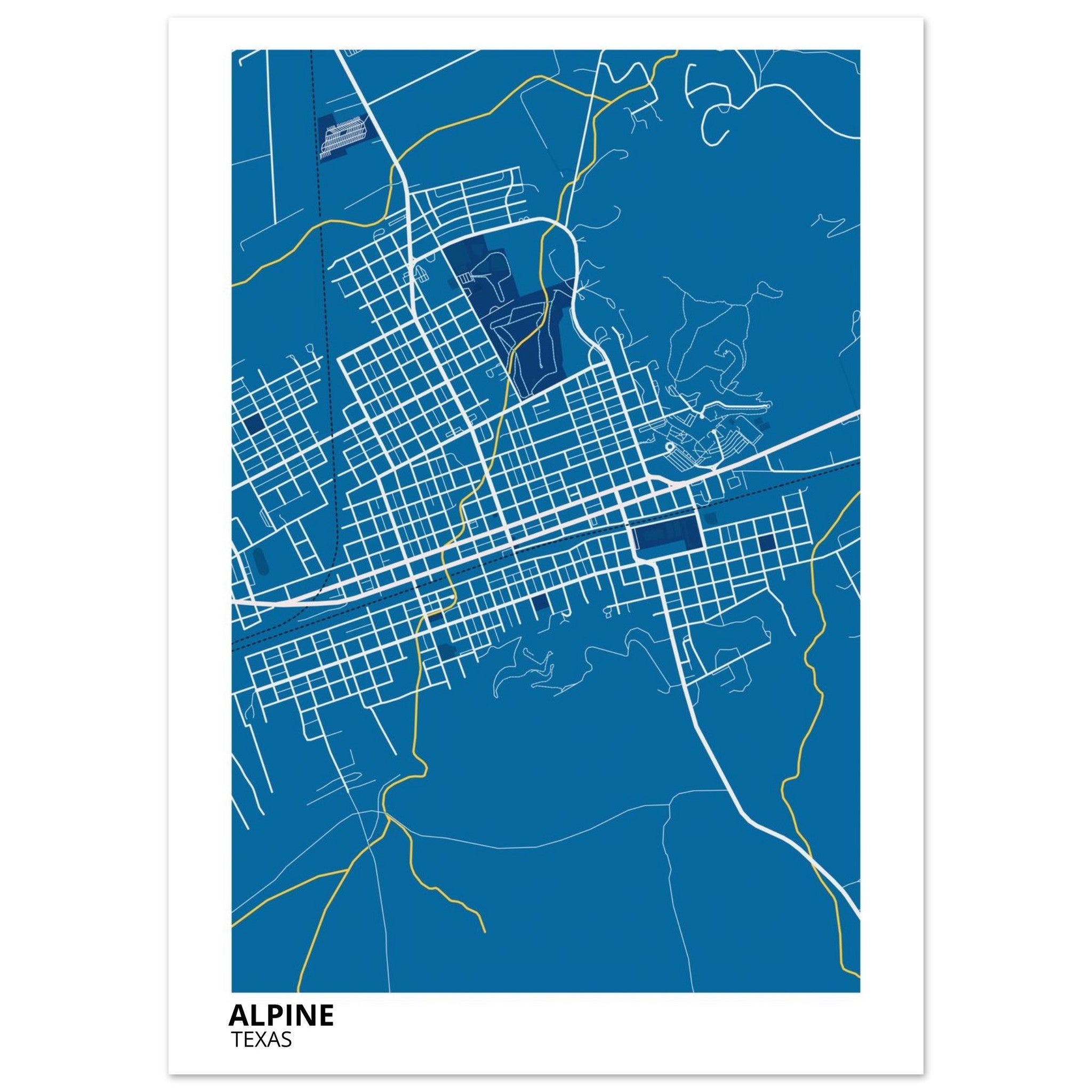 Alpine Texas City Map Poster | Custom Map Art Print - Ink And Atlas