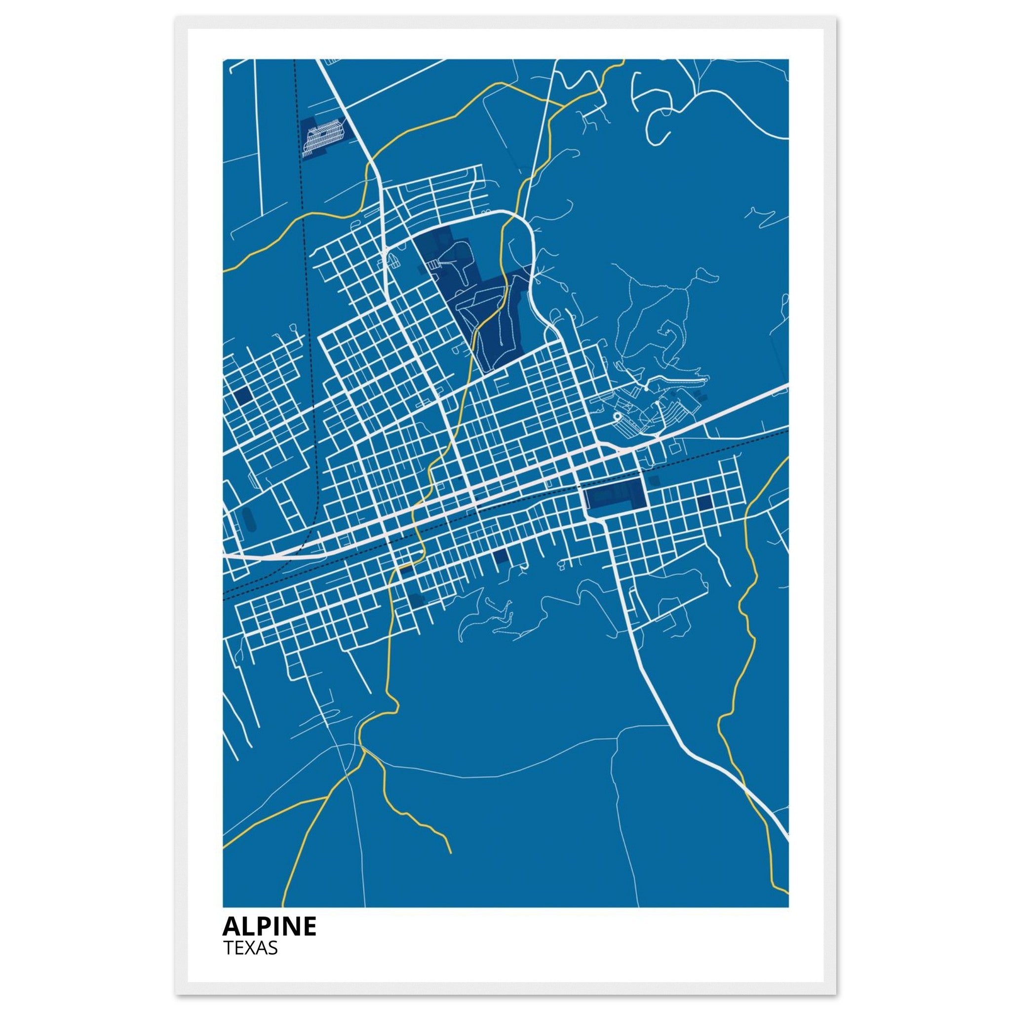 Alpine Texas City Map Poster | Custom Map Art Print - Ink And Atlas