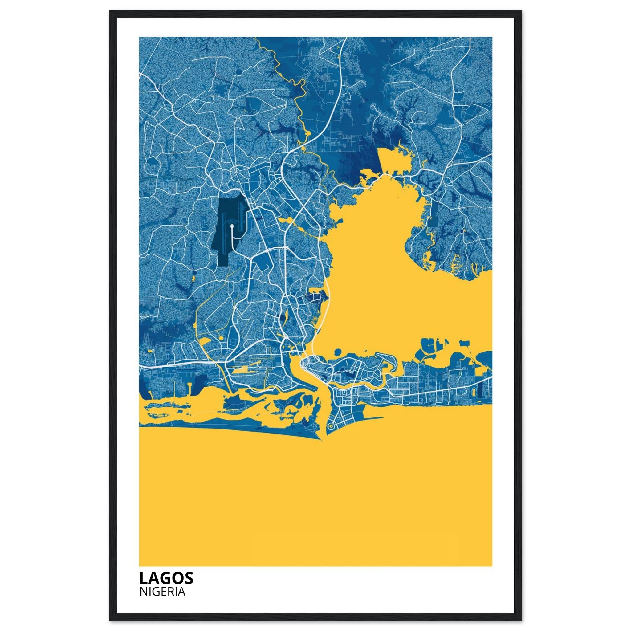 lagos nigeria map poster print