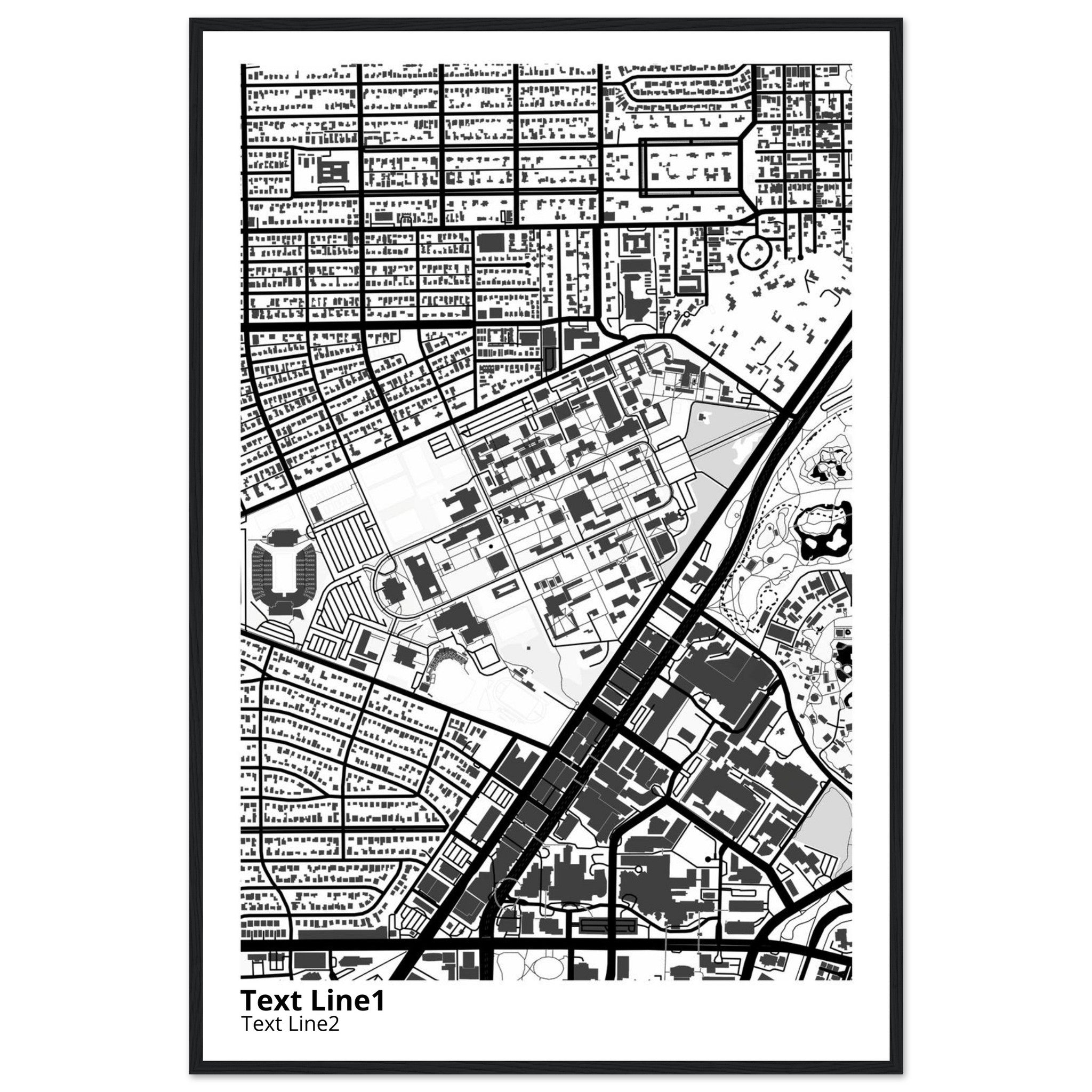 rice university modern campus map print