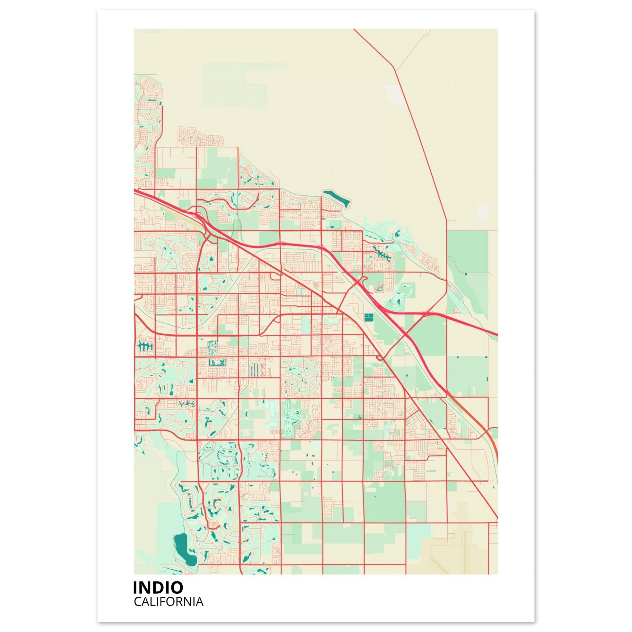 Indio California City Map Poster | Custom Map Art Print - Ink And Atlas