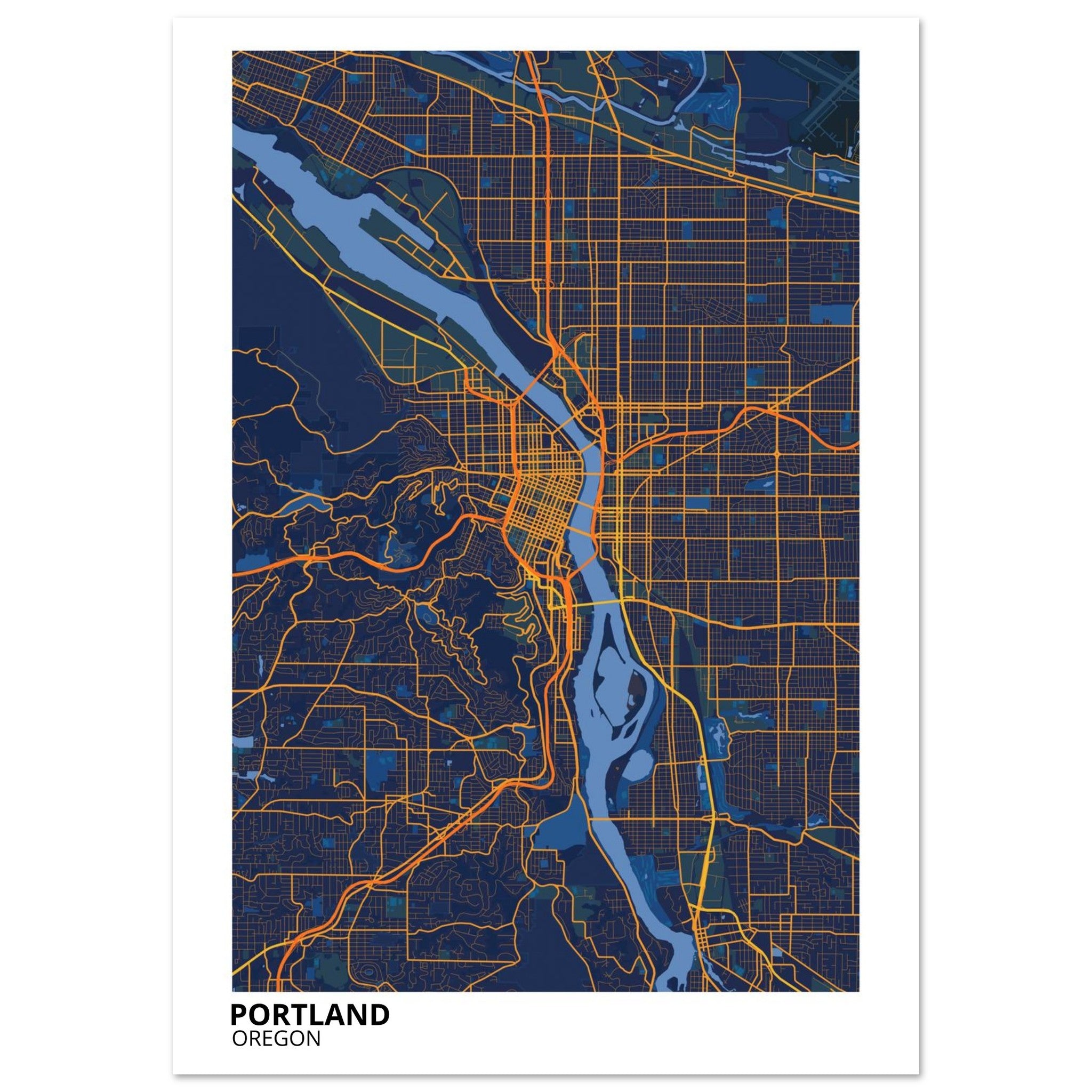 portland map poster print