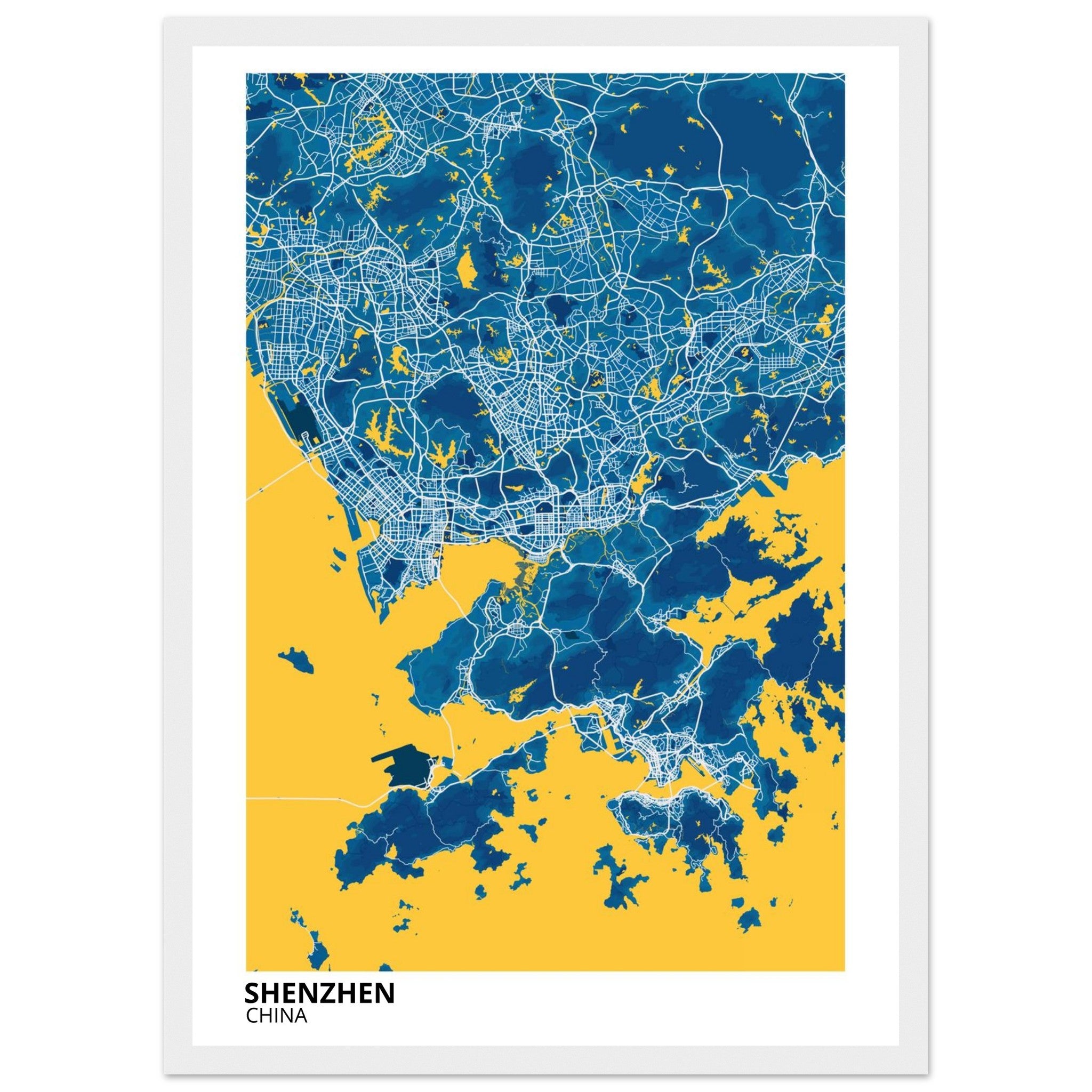 shenzhen china map poster print