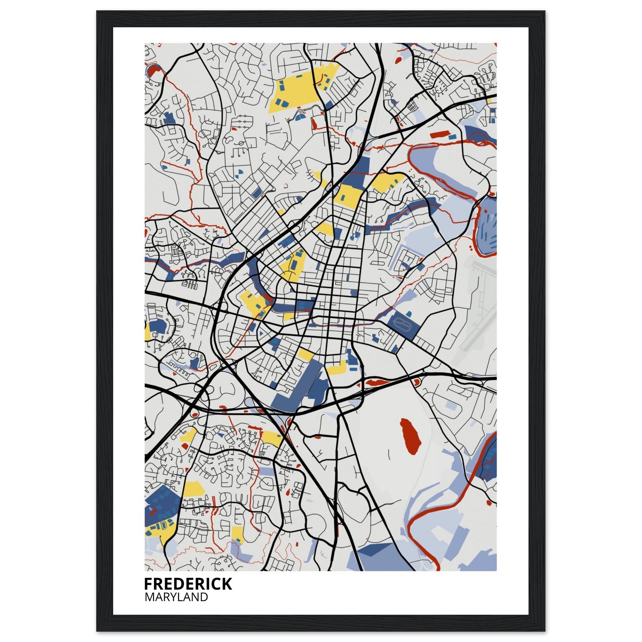 Frederick Maryland City Map Poster | Custom Map Art Print - Ink And Atlas