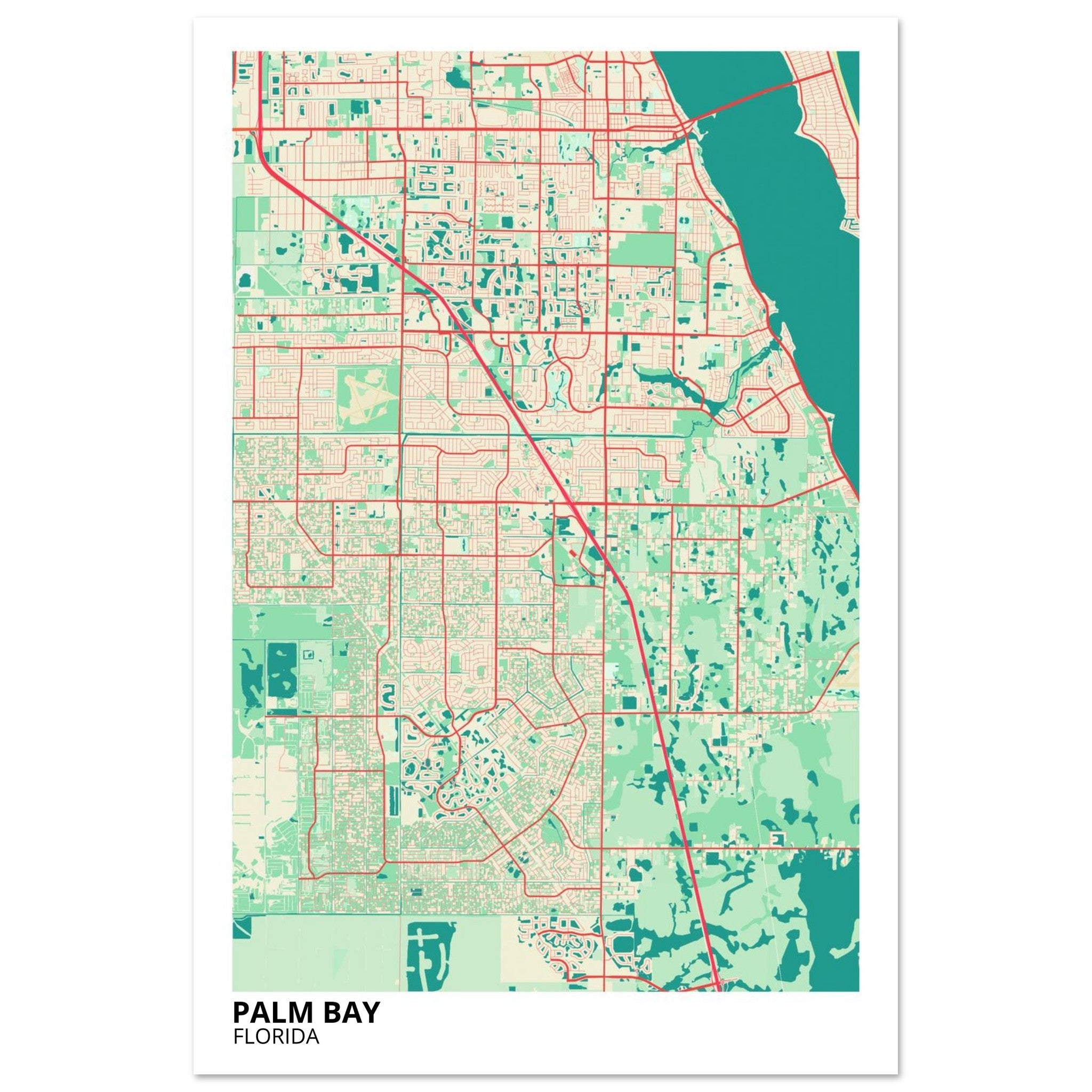 palm bay map poster print