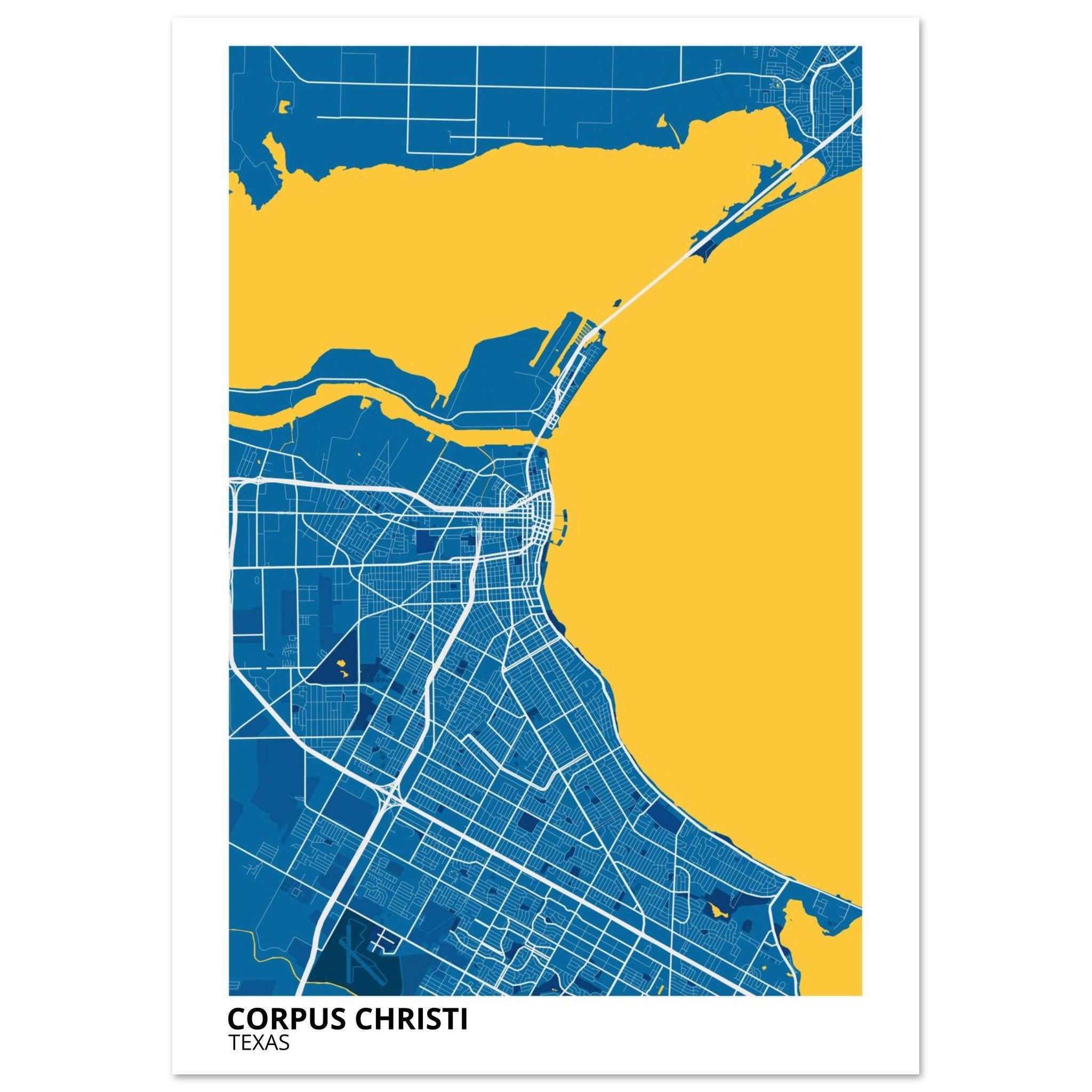 Corpus Christi Texas City Map Poster | Custom Map Art Print - Ink And Atlas