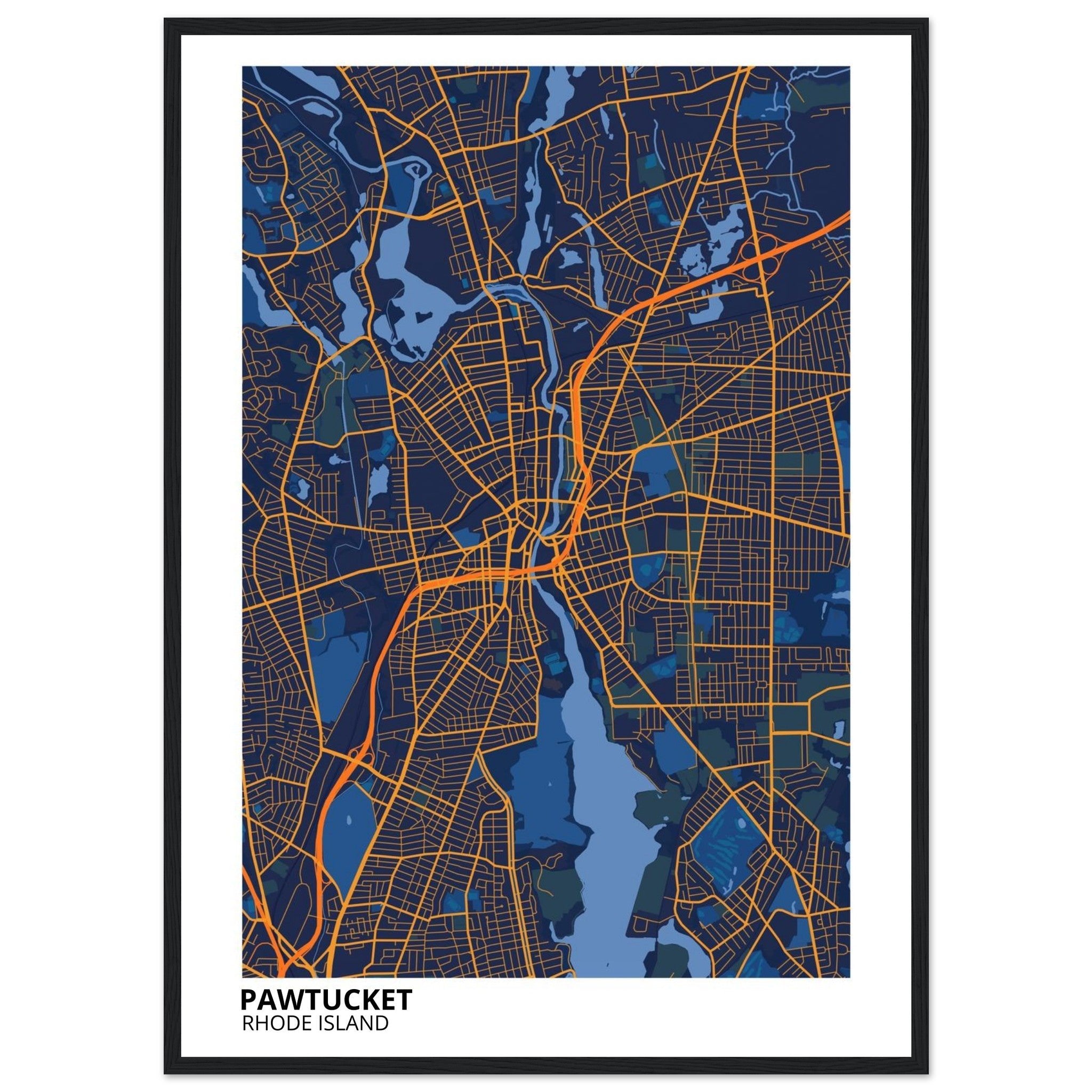 Pawtucket Rhode Island City Map Poster | Custom Map Art Print - Ink And Atlas