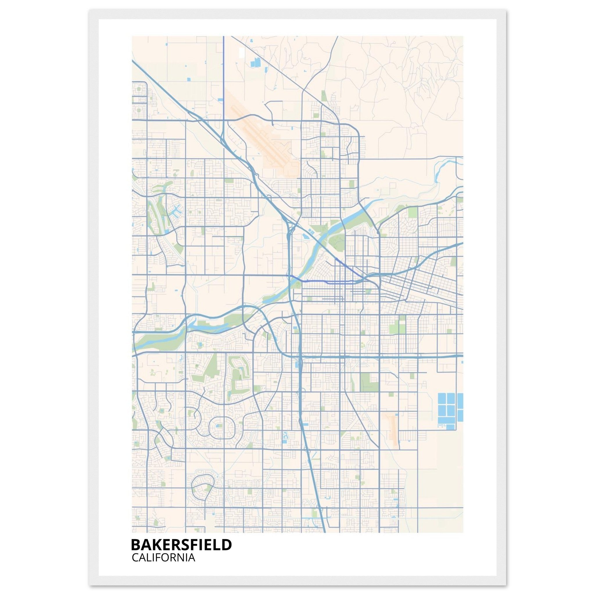 bakersfield map poster print
