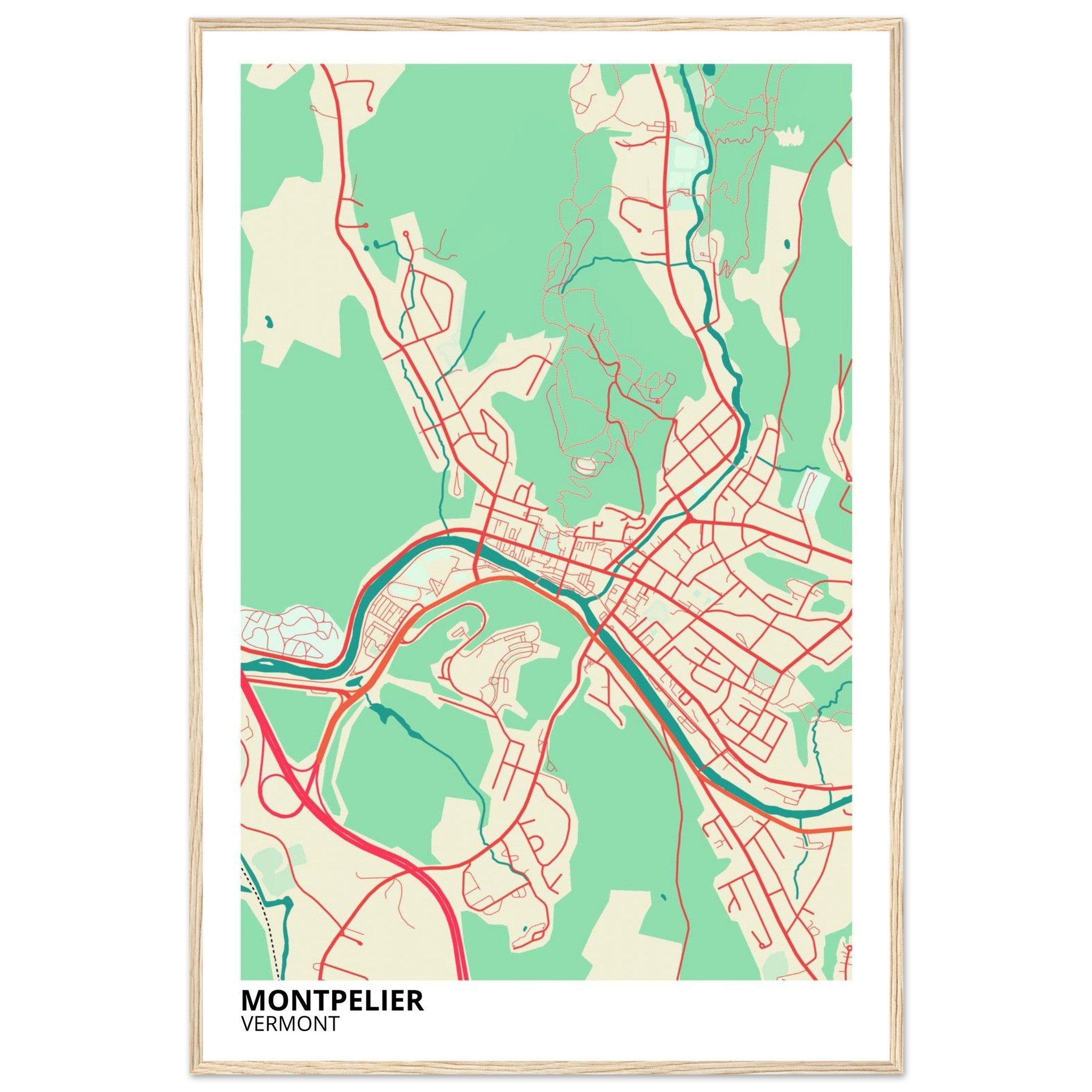 montpelier map poster print