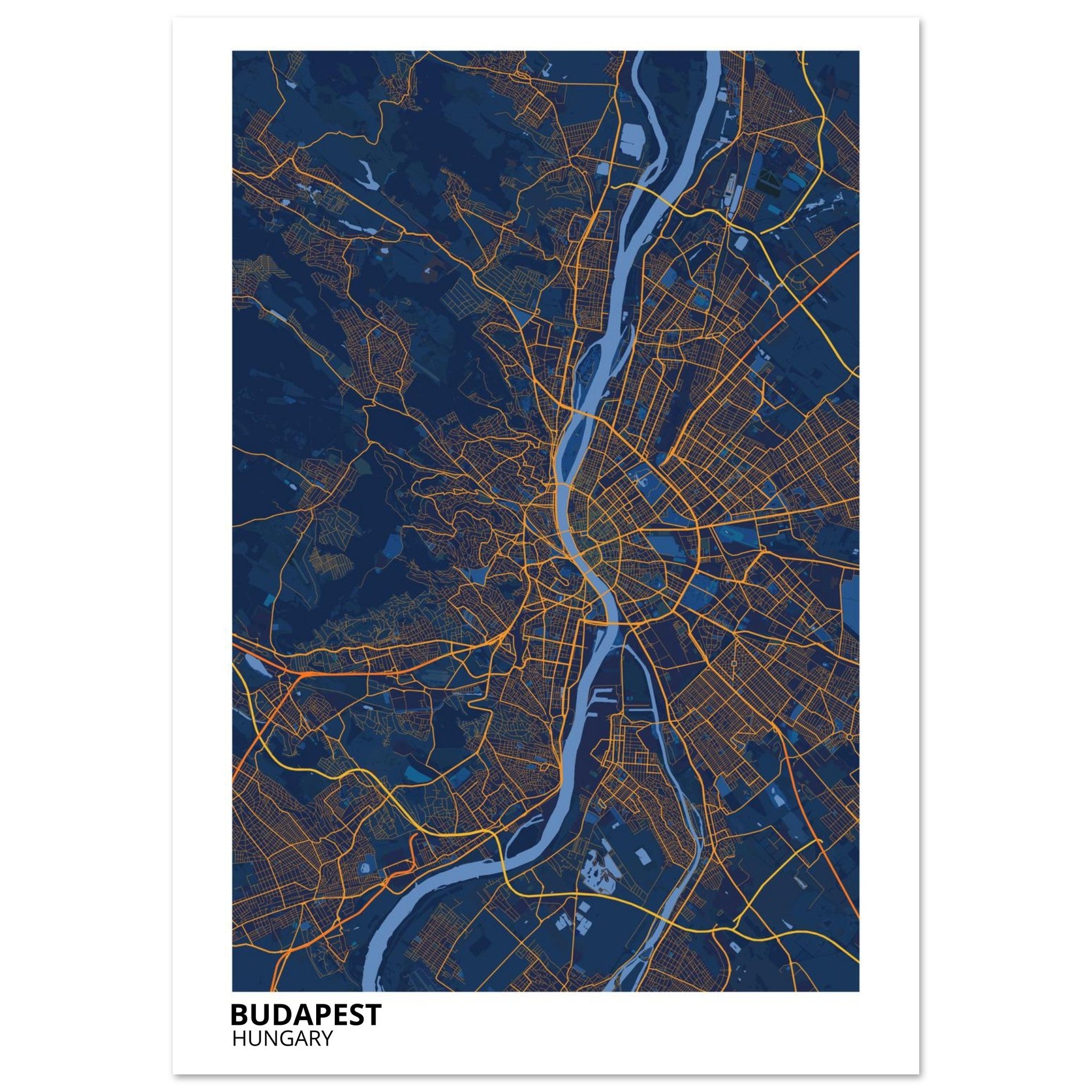 Budapest Hungary City Map Poster | Custom Map Art Print - Ink And Atlas