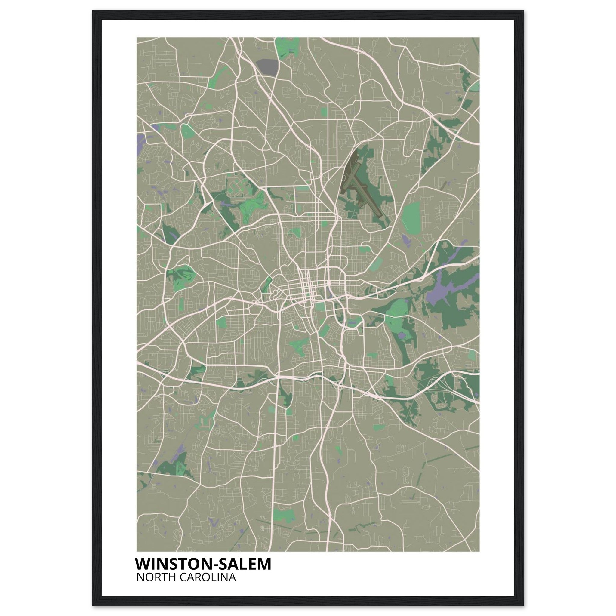 Winston - Salem North Carolina City Map Poster | Custom Map Art Print - Ink And Atlas