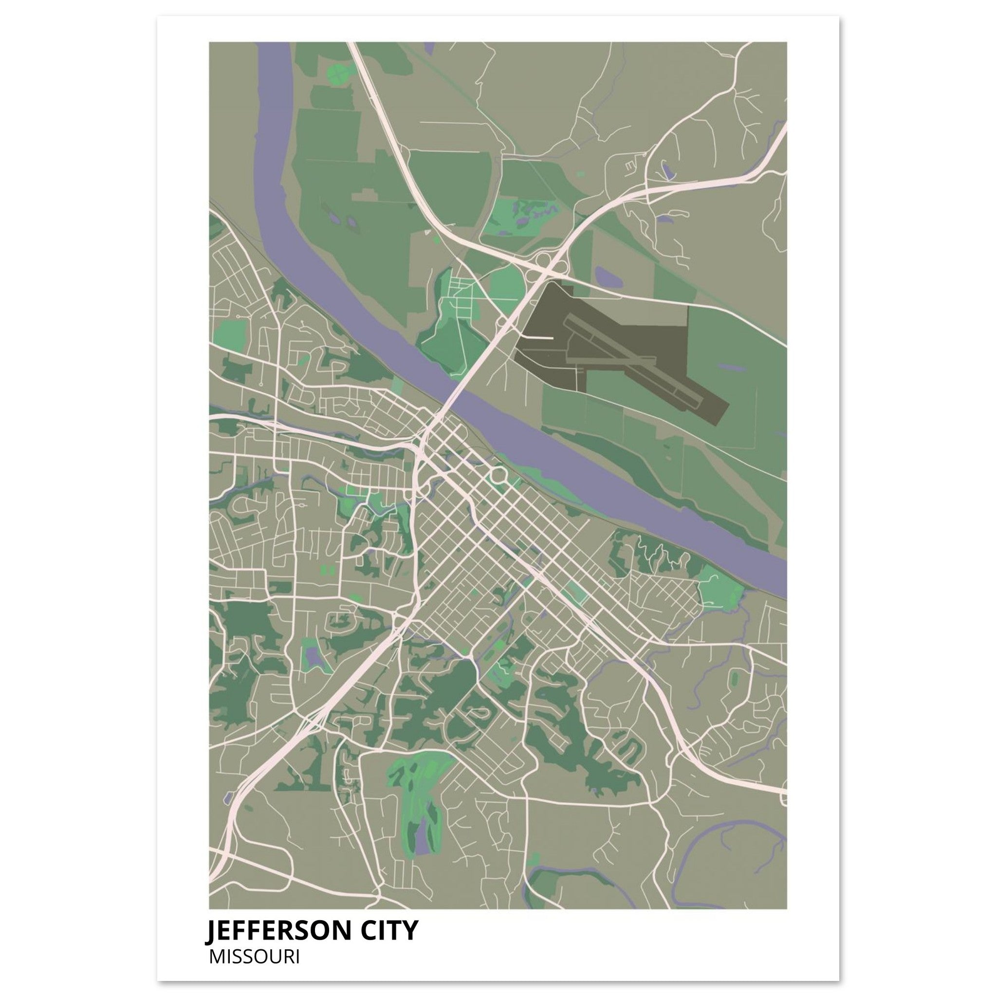 jefferson city map poster print