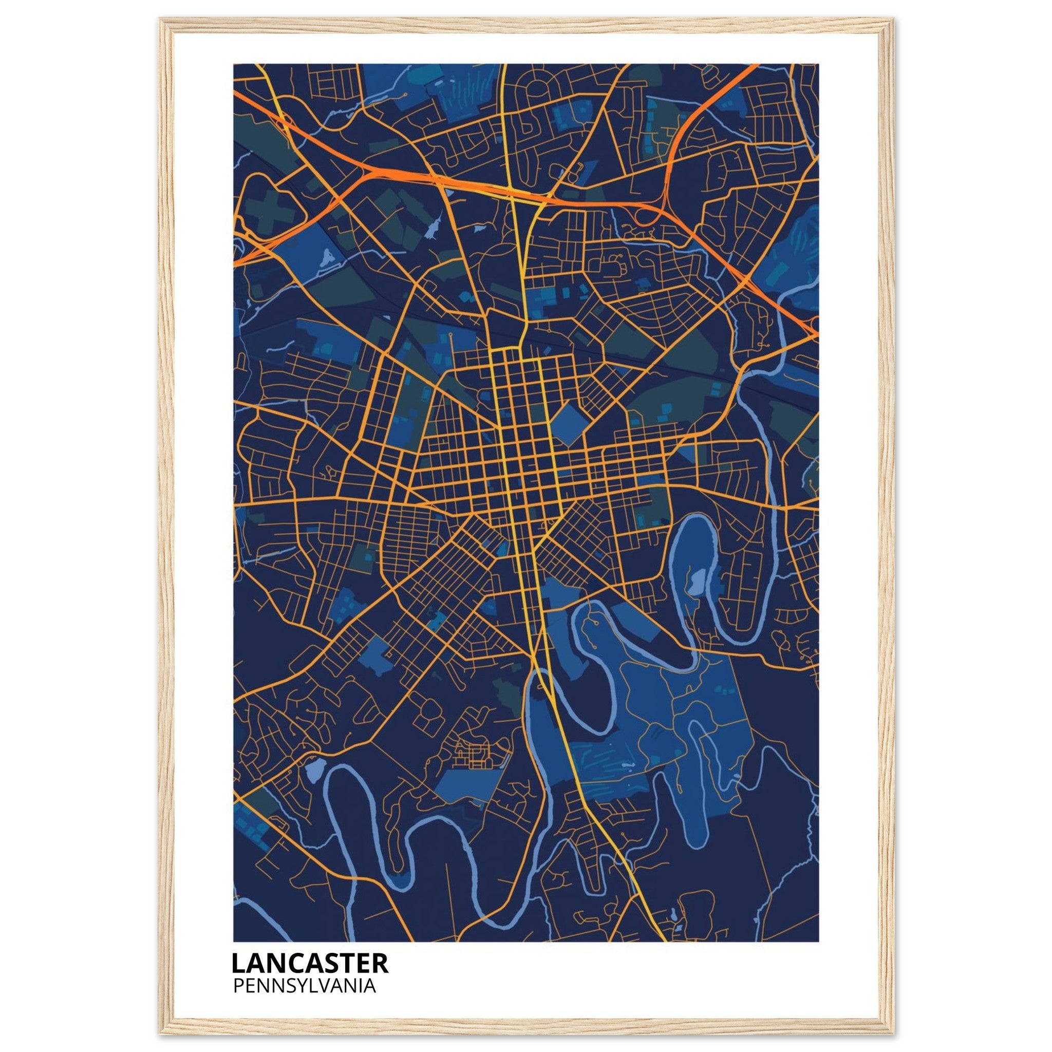 Lancaster Pennsylvania City Map Poster | Custom Map Art Print - Ink And Atlas