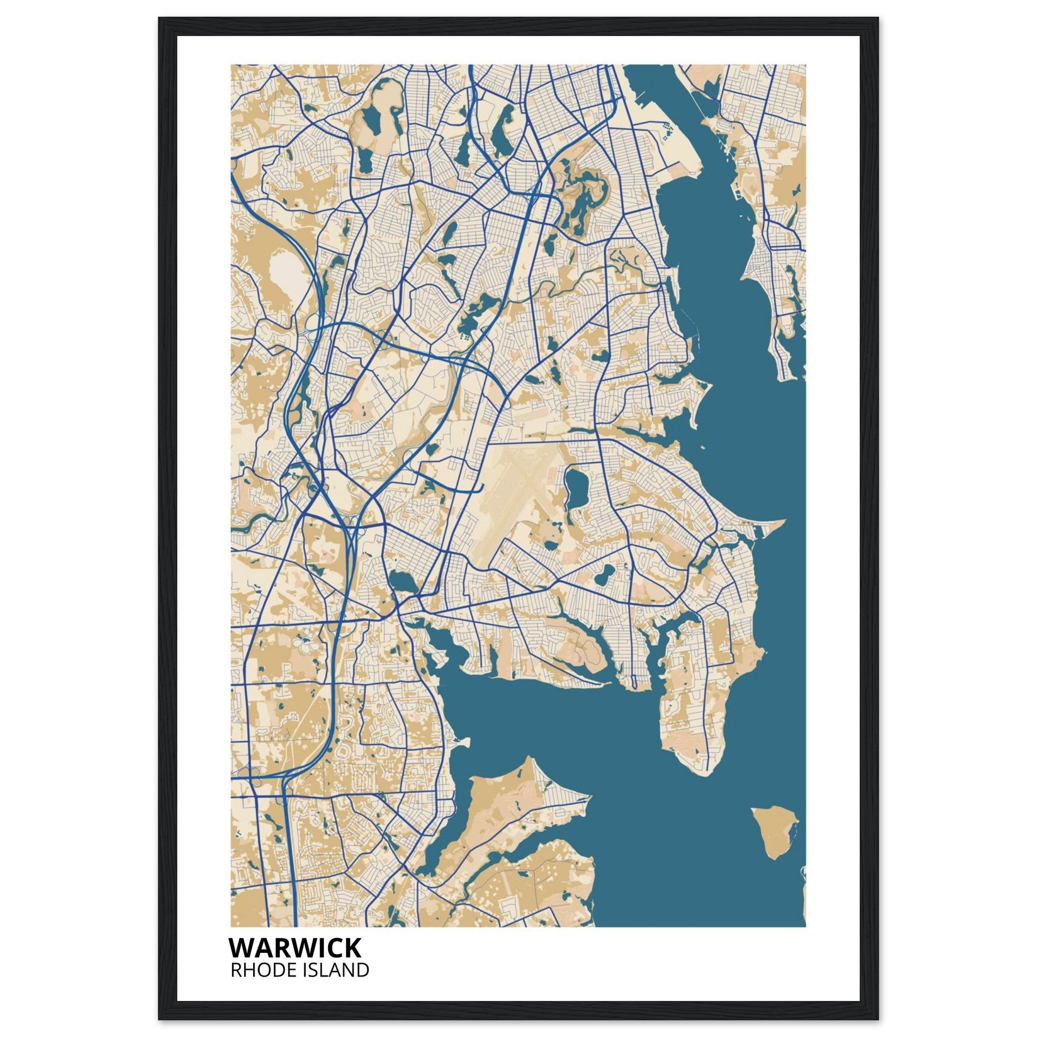 Warwick Rhode Island City Map Poster | Custom Map Art Print - Ink And Atlas