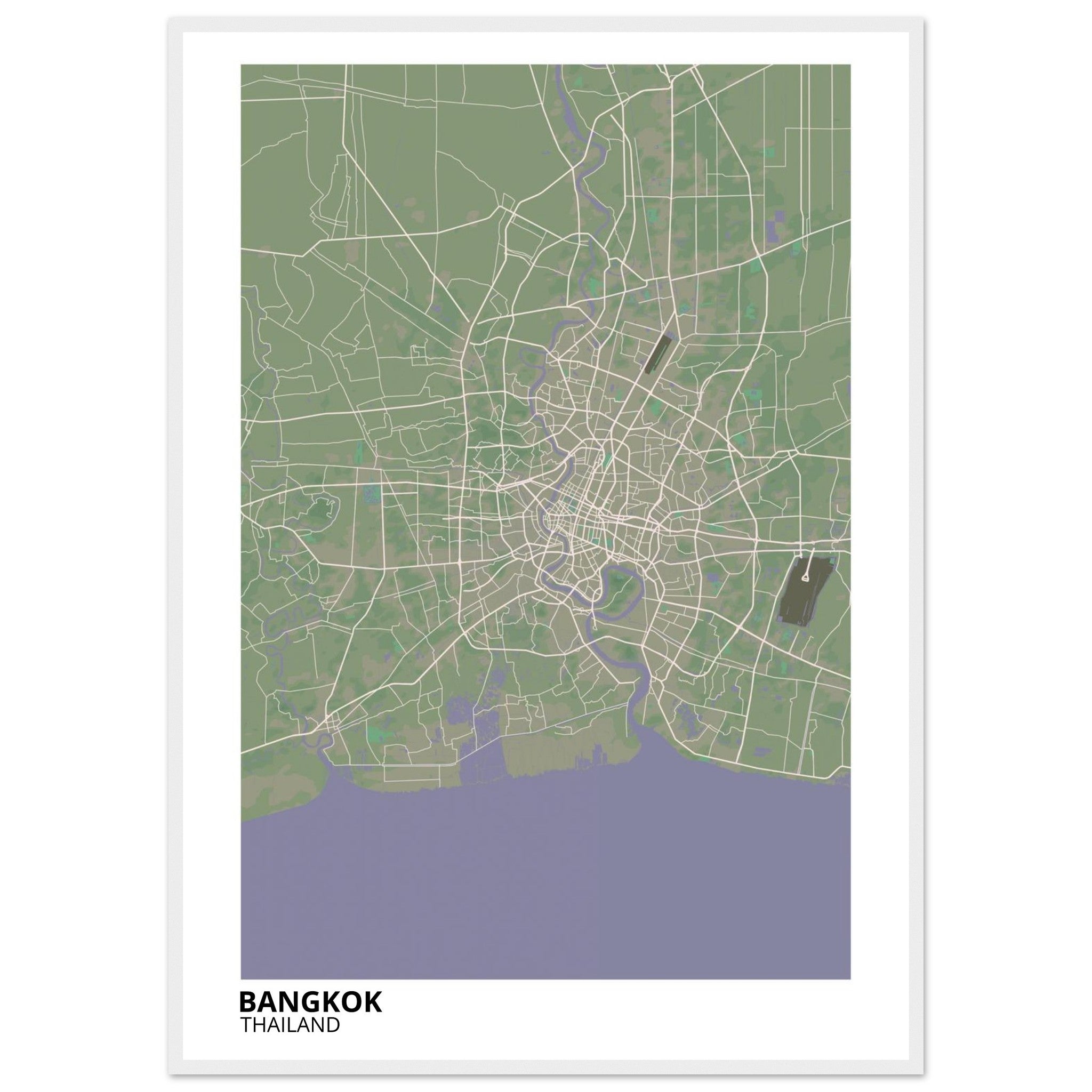 bangkok thailand map poster print