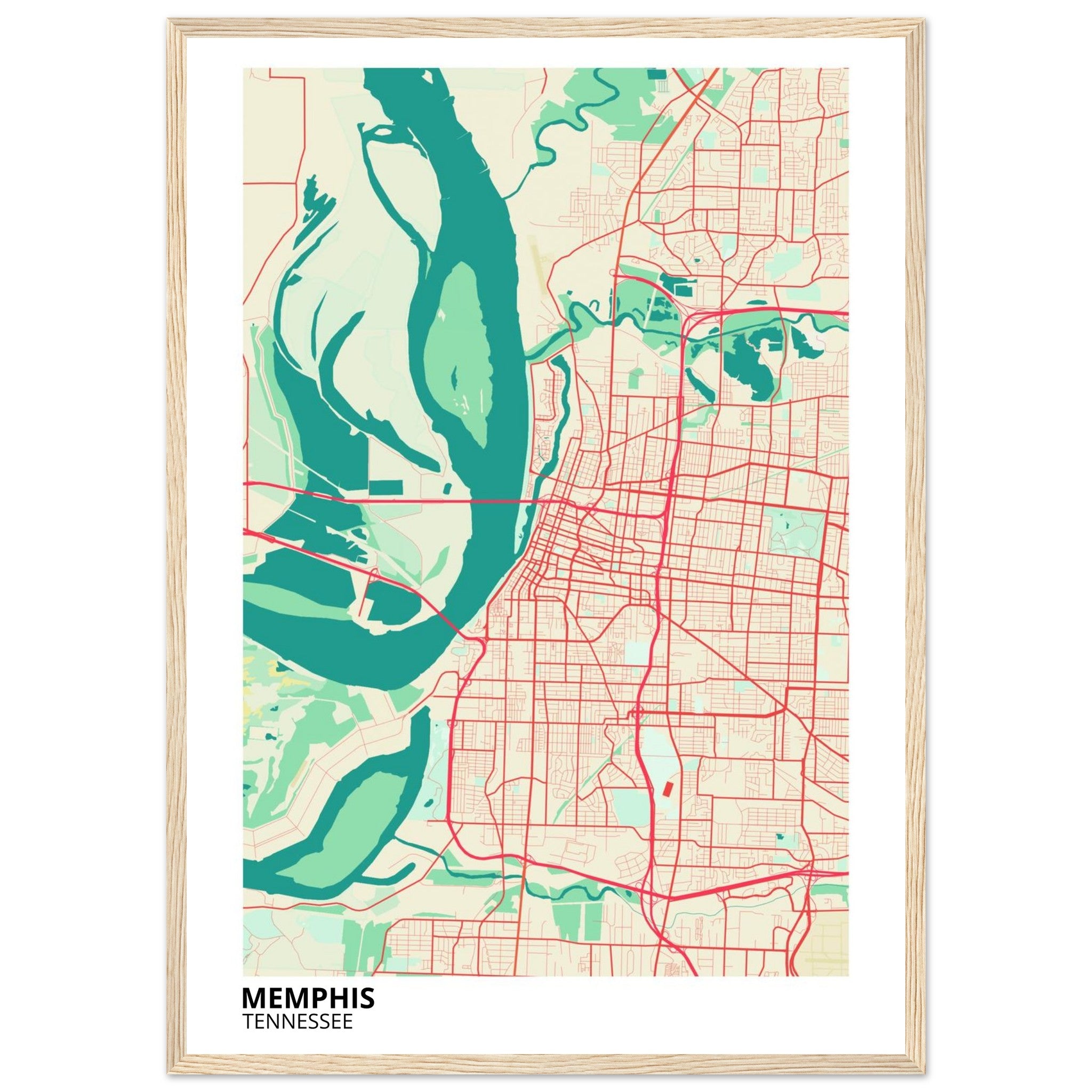 memphis map poster print