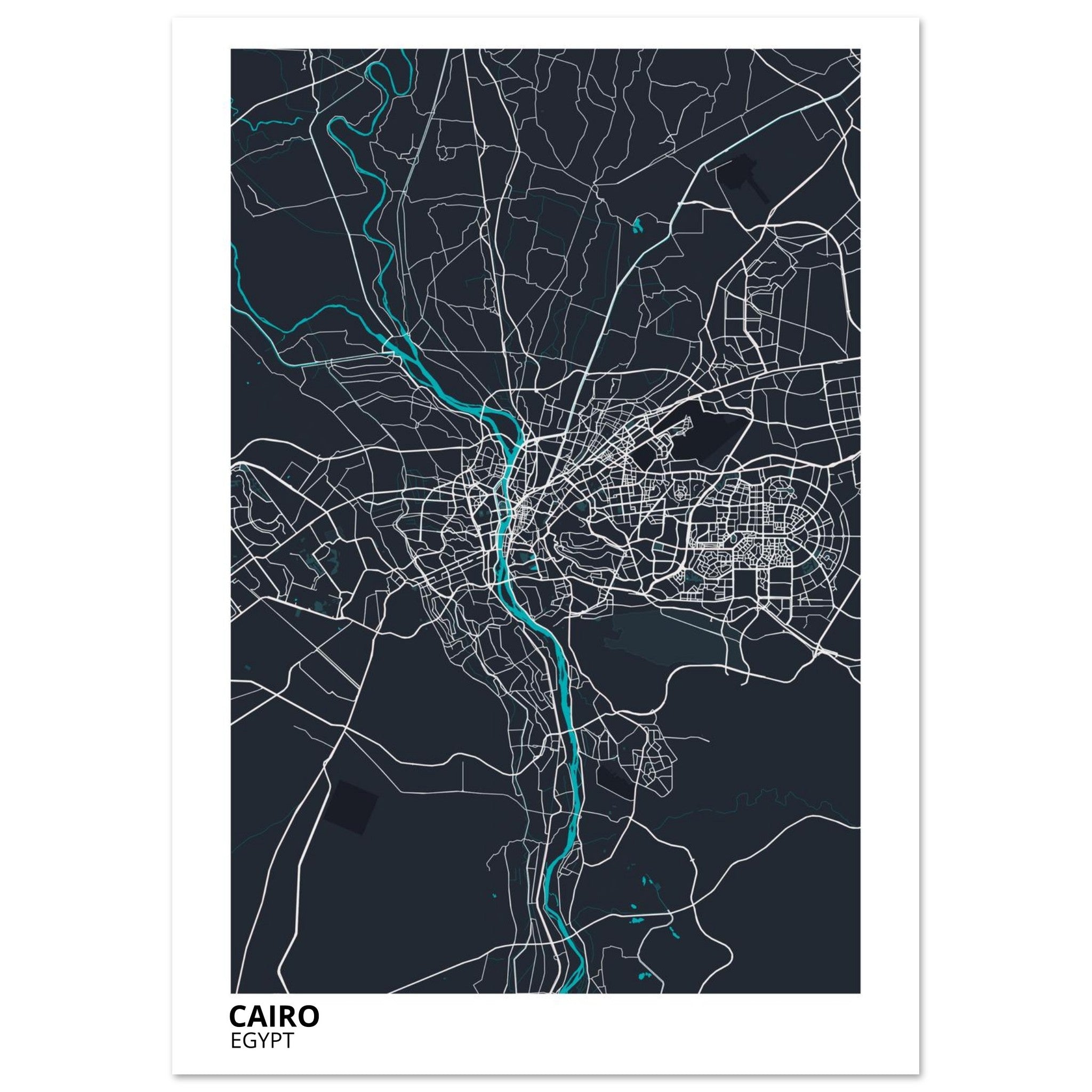 cairo egypt map poster print