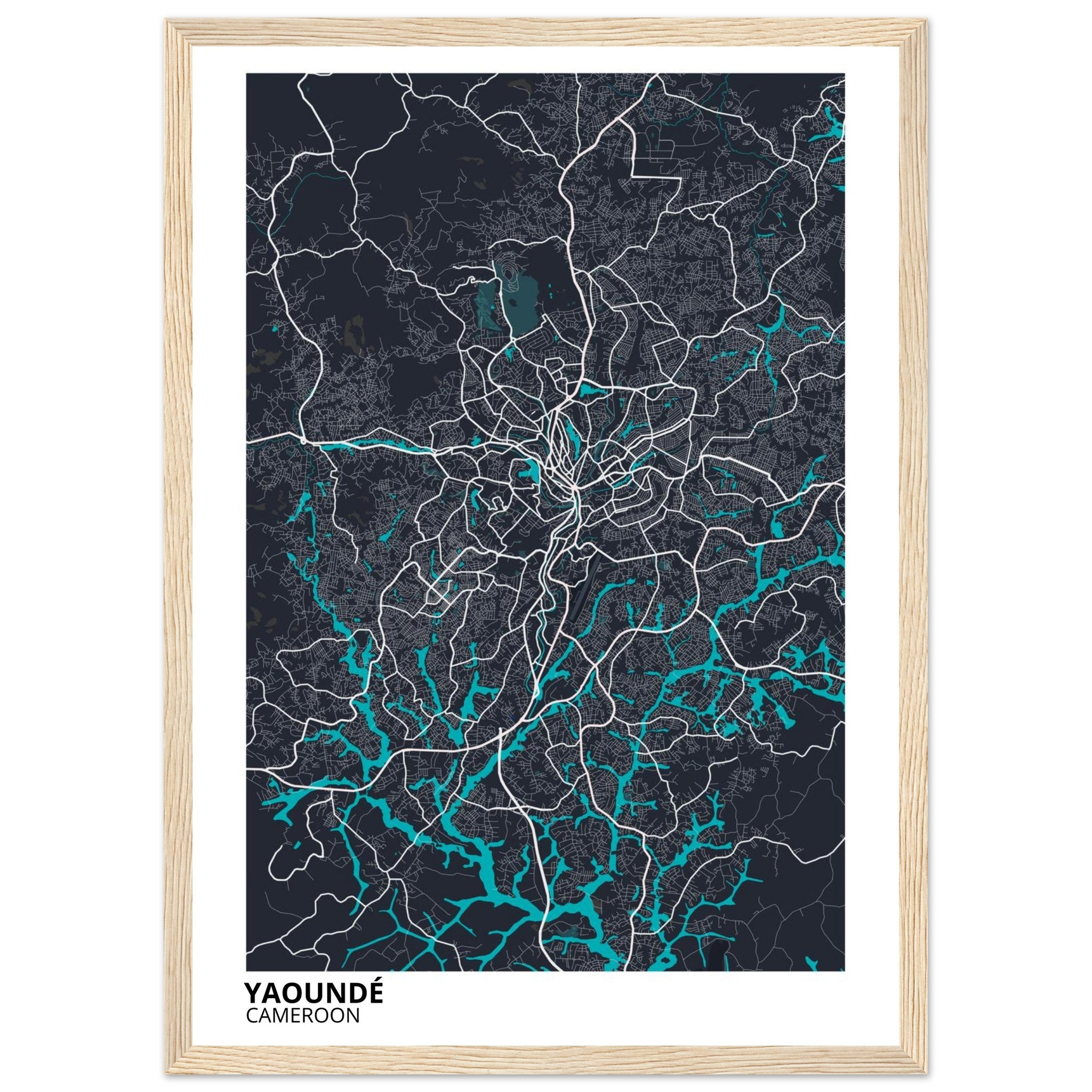 Yaounde Cameroon City Map Poster | Custom Map Art Print - Ink And Atlas