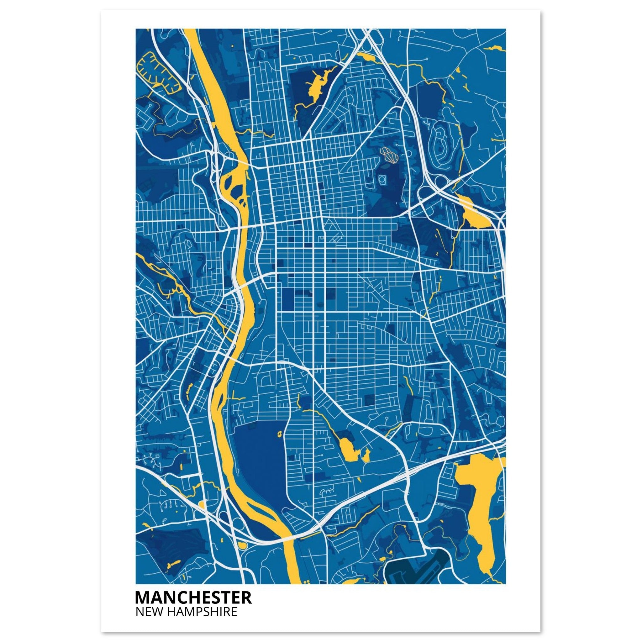 Manchester New Hampshire City Map Poster | Custom Map Art Print - Ink And Atlas