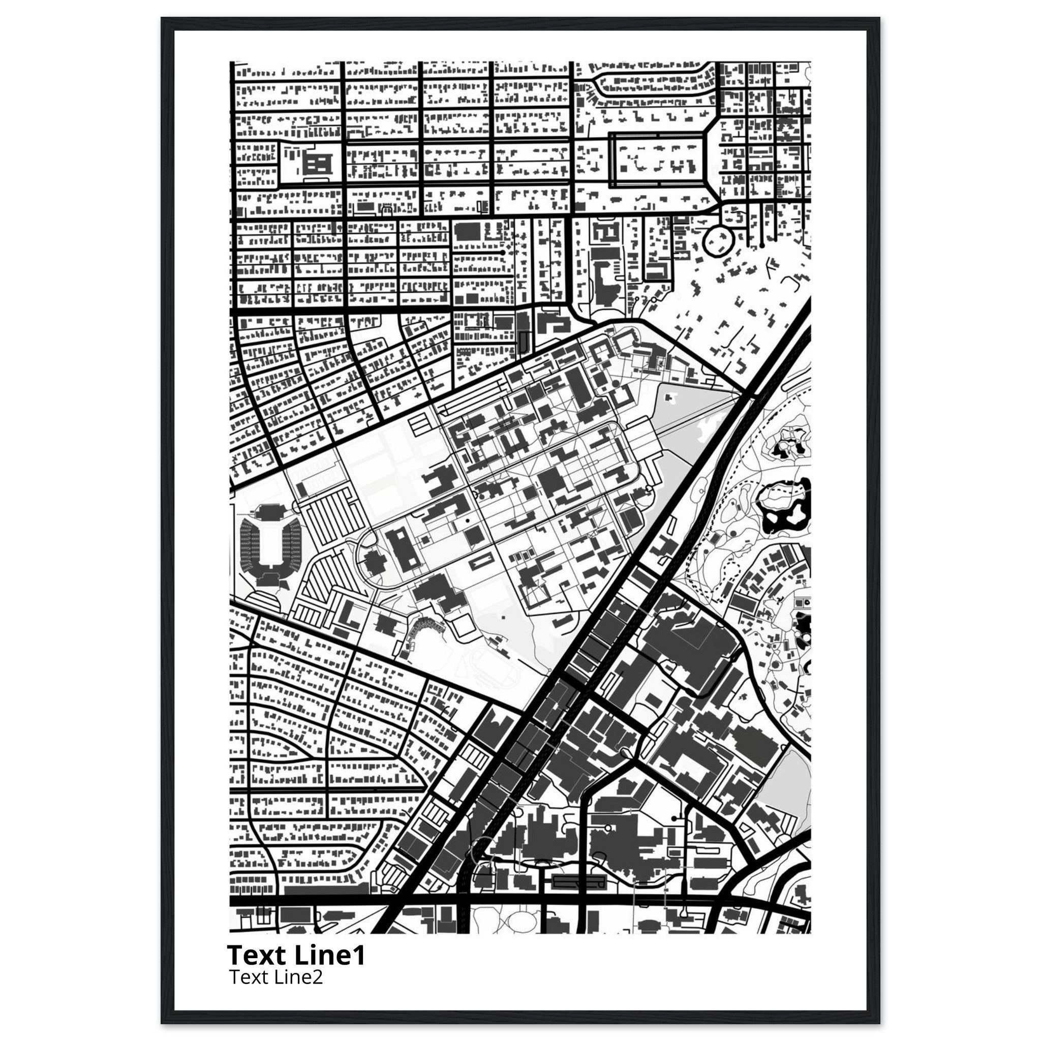 rice university modern campus map print