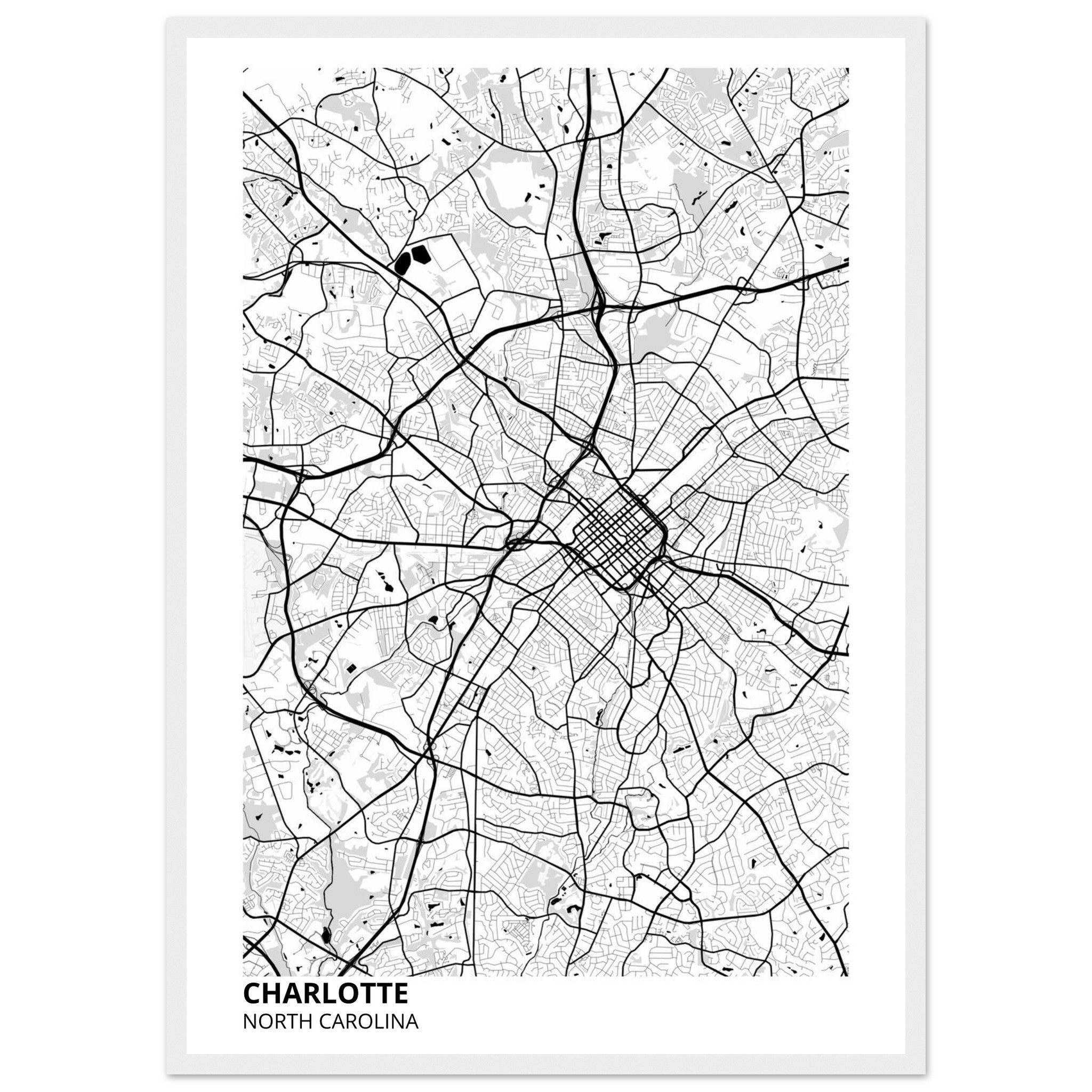 charlotte map poster print