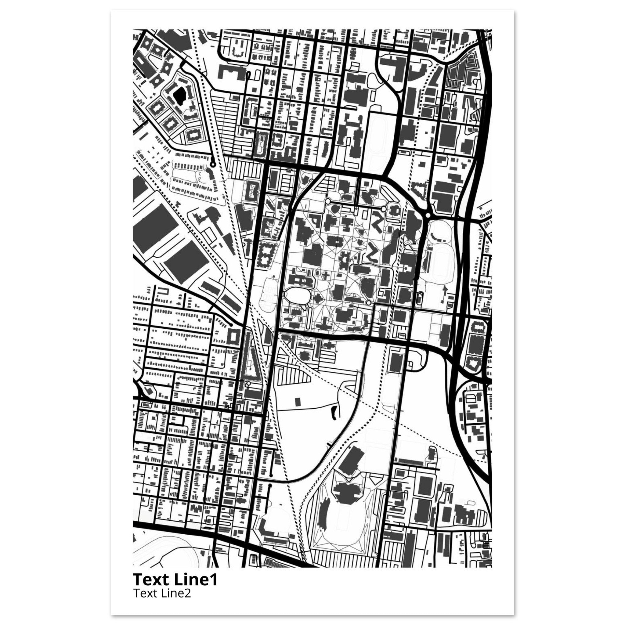 university of louisville modern campus map print