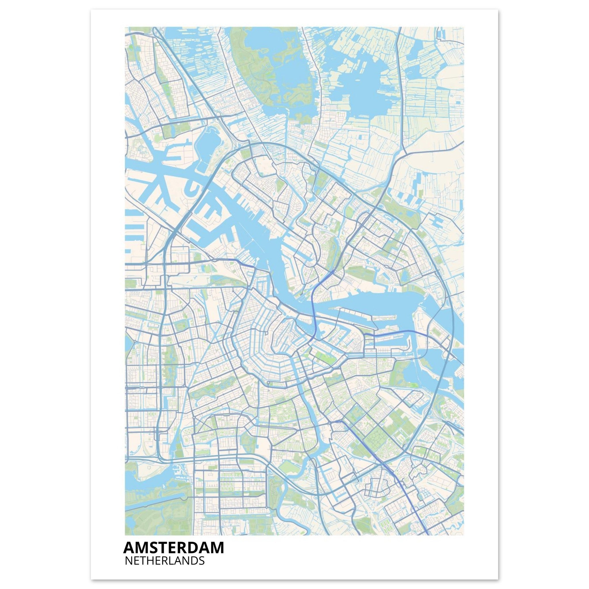 Amsterdam Netherlands City Map Poster | Custom Map Art Print - Ink And Atlas