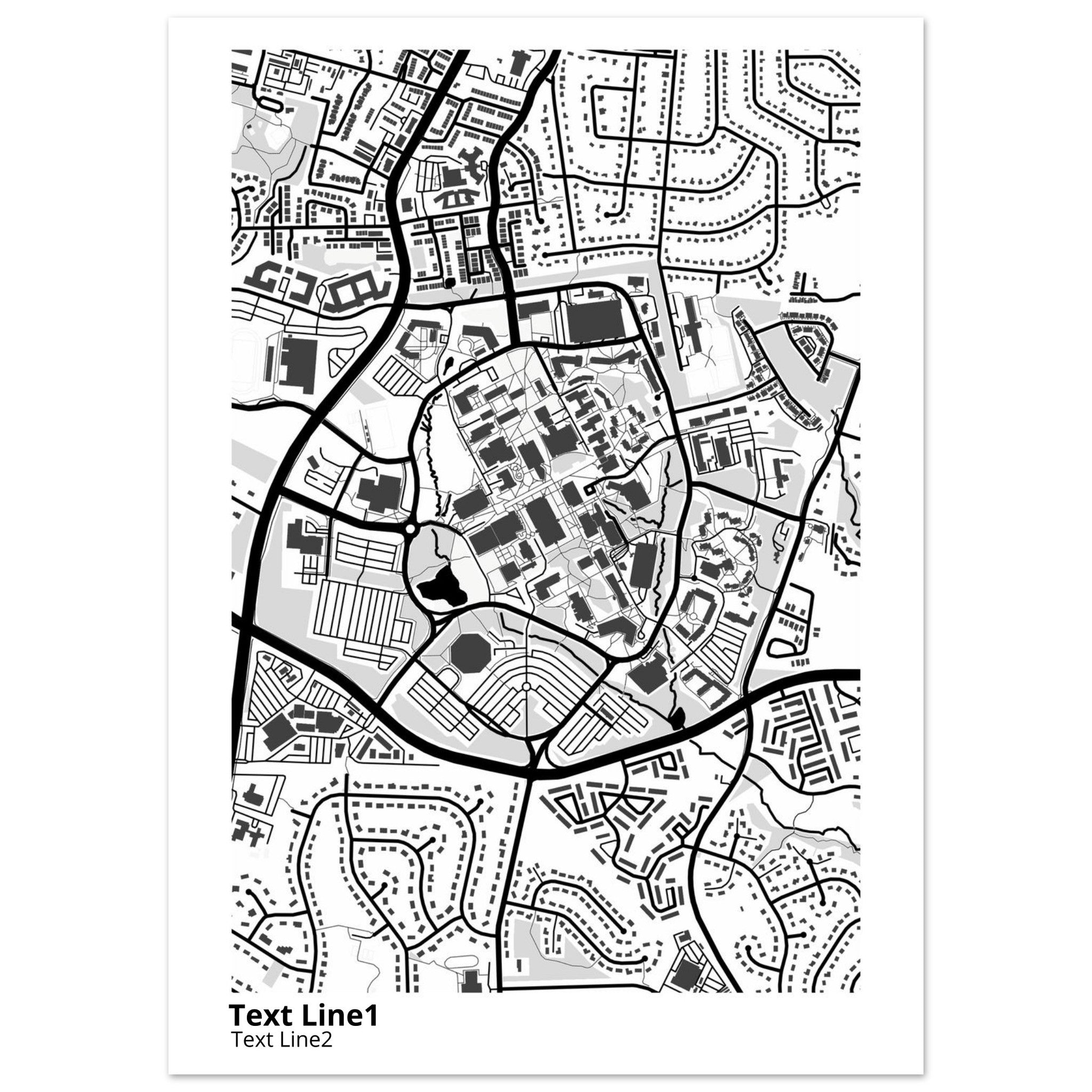 george mason university virginia modern campus map print