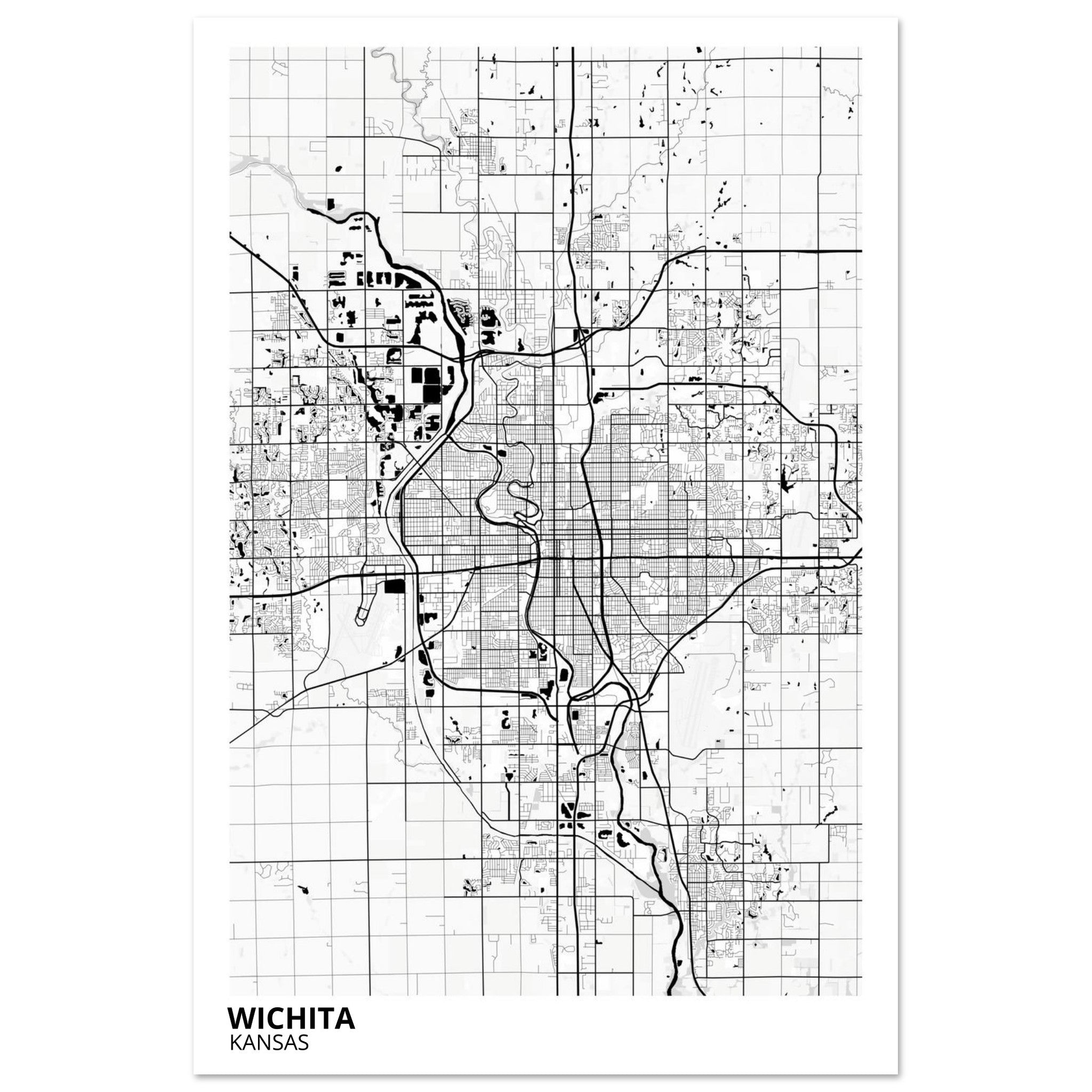 wichita map poster print