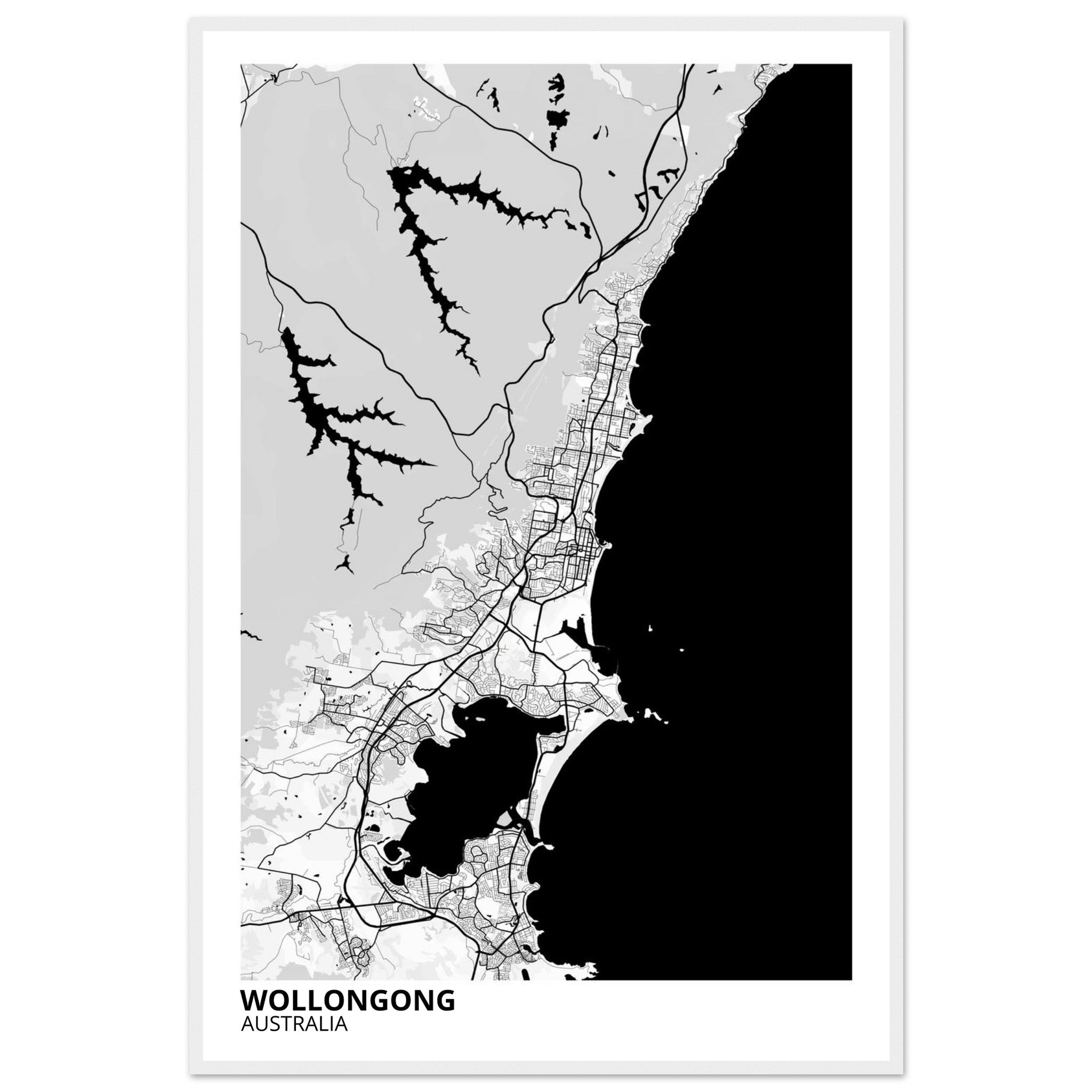Wollongong Australia City Map Poster | Custom Map Art Print - Ink And Atlas