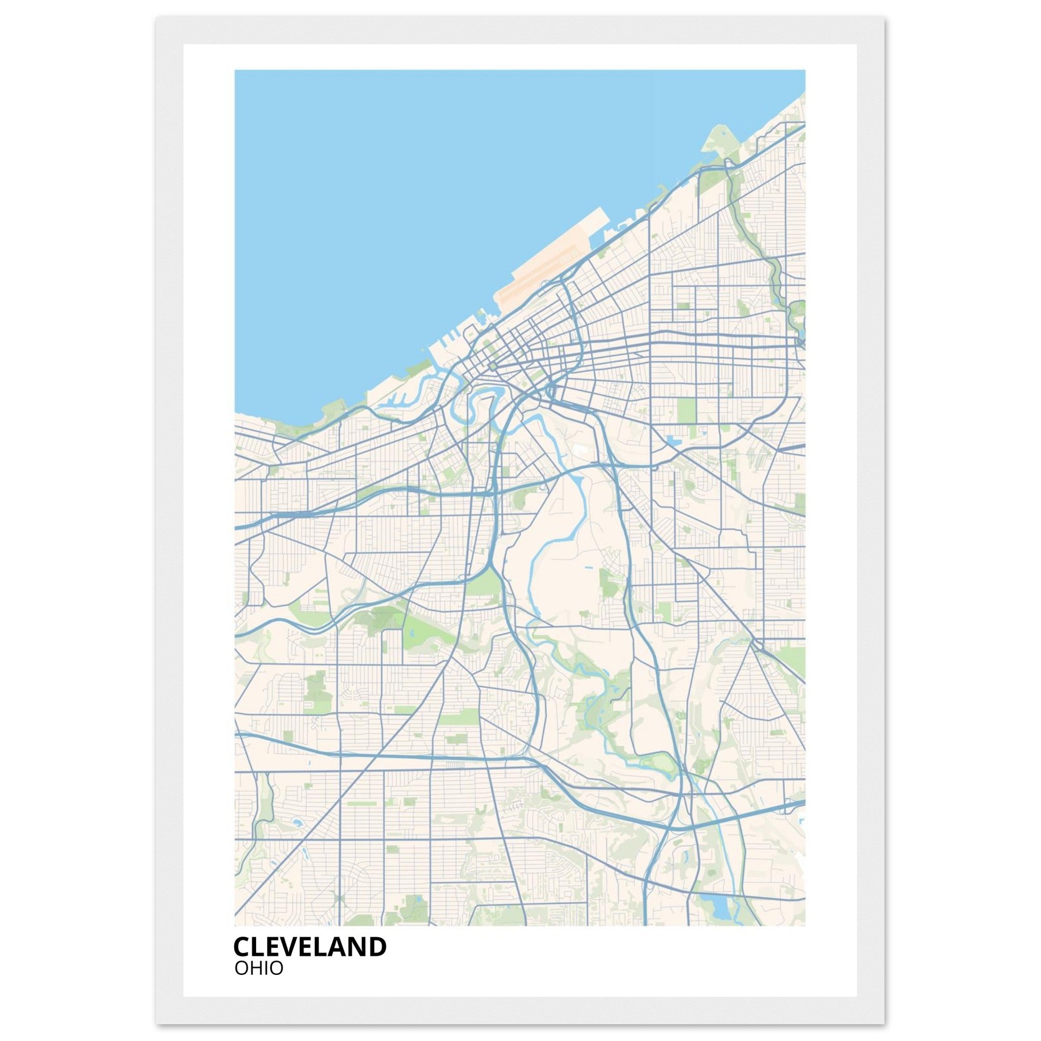 cleveland map poster print