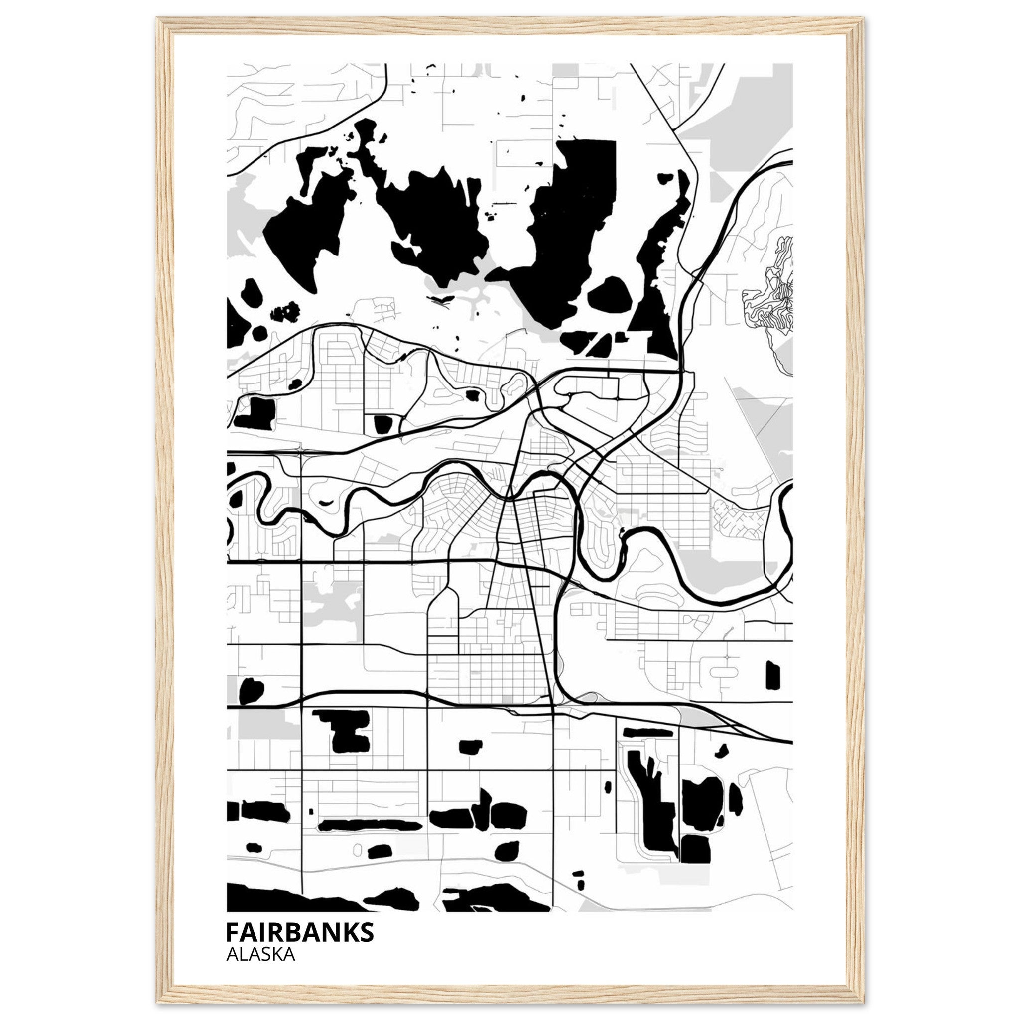 Fairbanks Alaska City Map Poster | Custom Map Art Print - Ink And Atlas