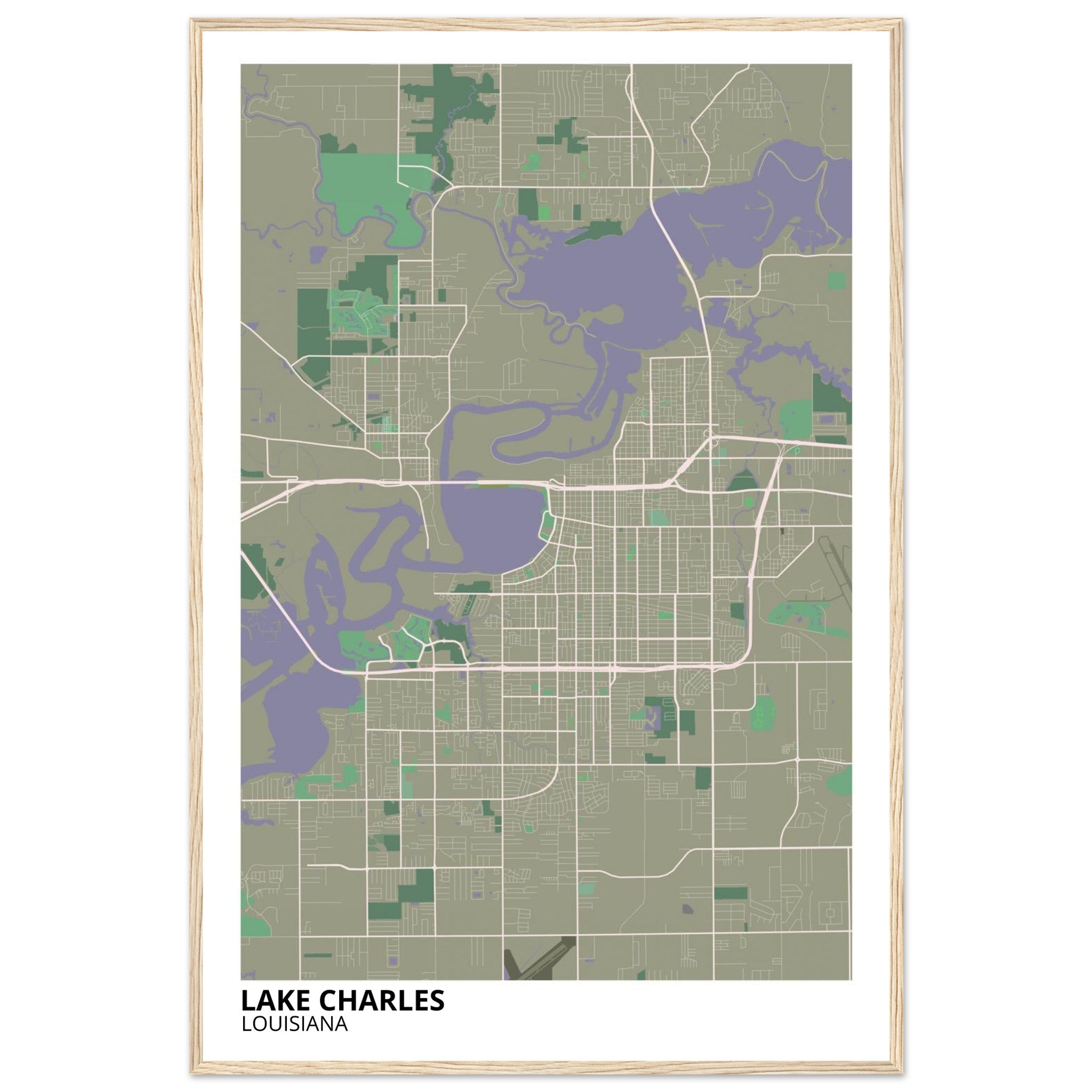 Lake Charles Louisiana City Map Poster | Custom Map Art Print - Ink And Atlas