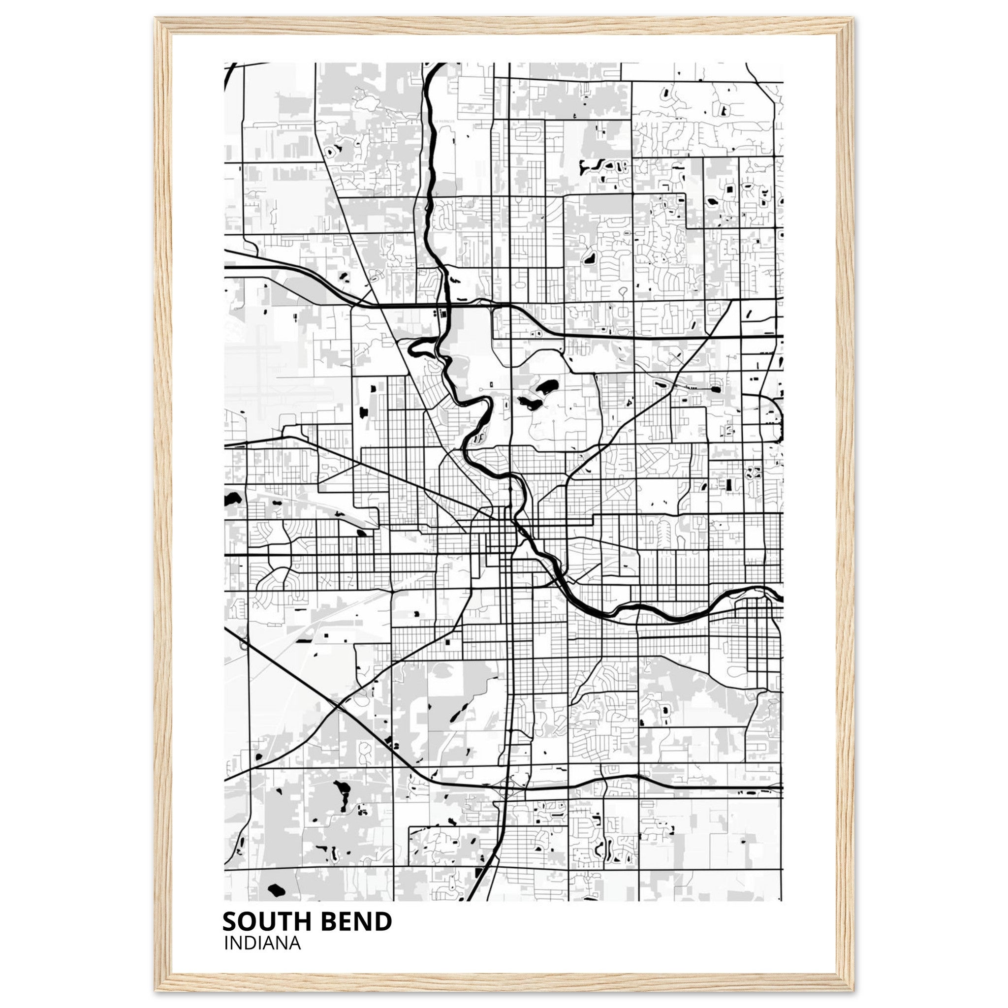 South Bend Indiana City Map Poster | Custom Map Art Print - Ink And Atlas