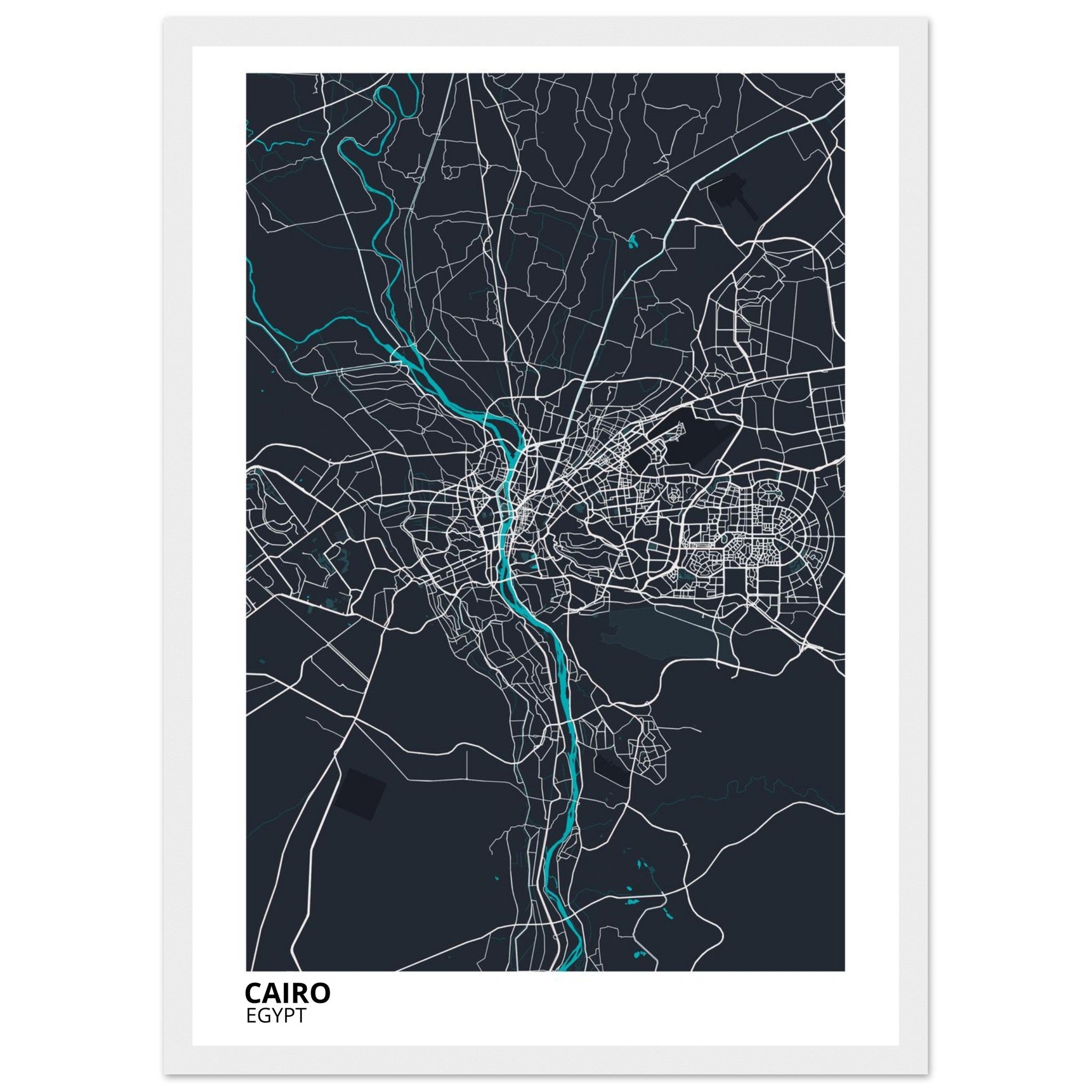 cairo egypt map poster print