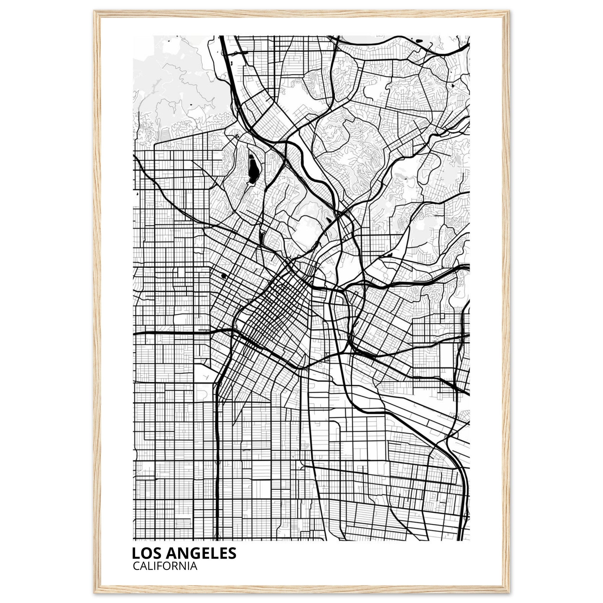 los angeles map poster print