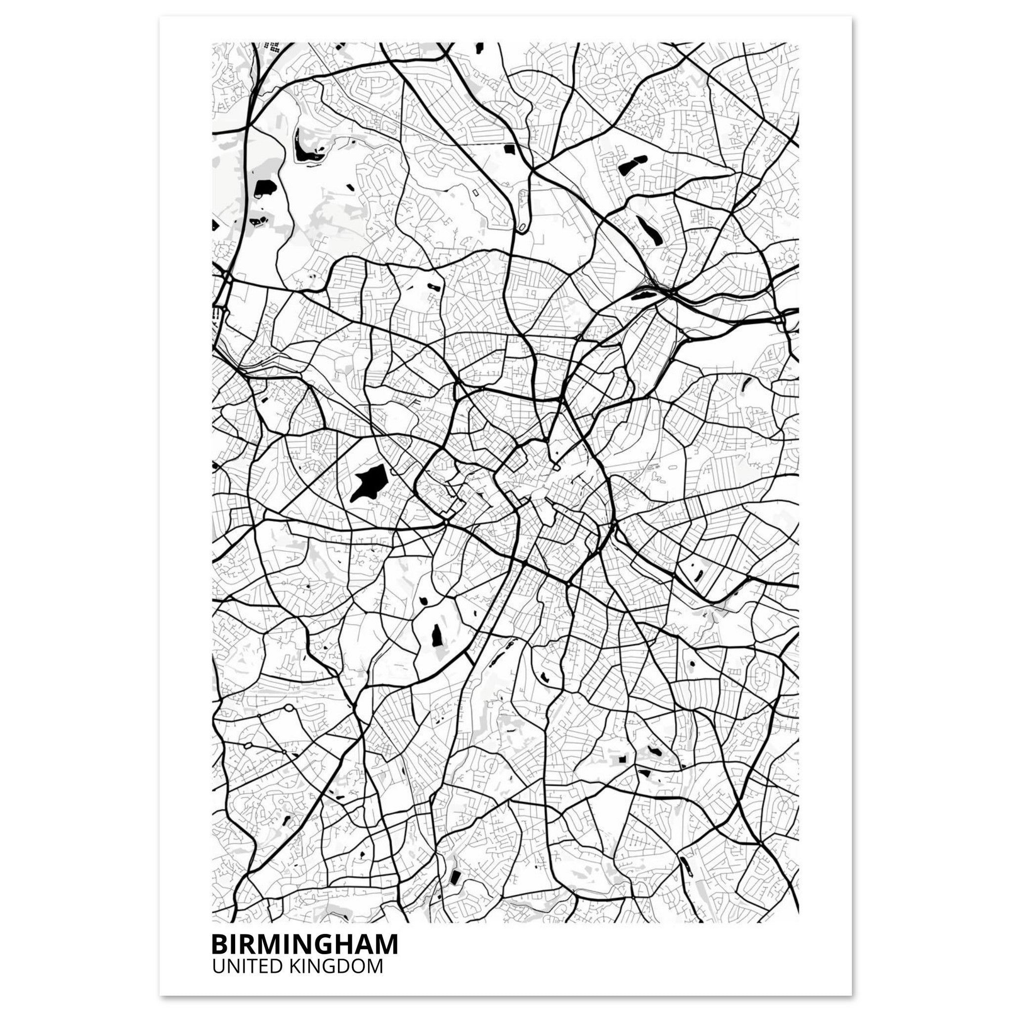 Birmingham United Kingdom City Map Poster | Custom Map Art Print - Ink And Atlas