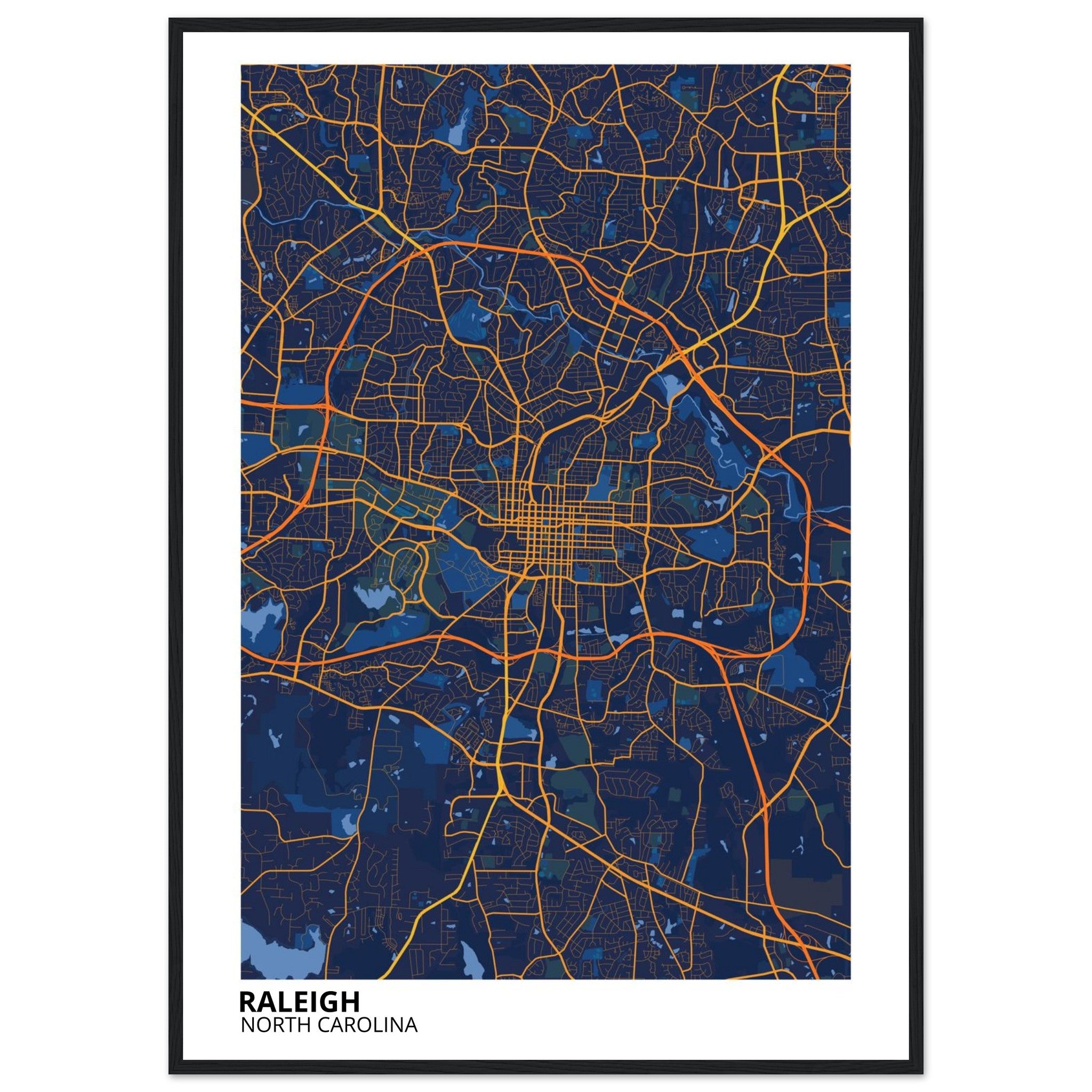 raleigh map poster print