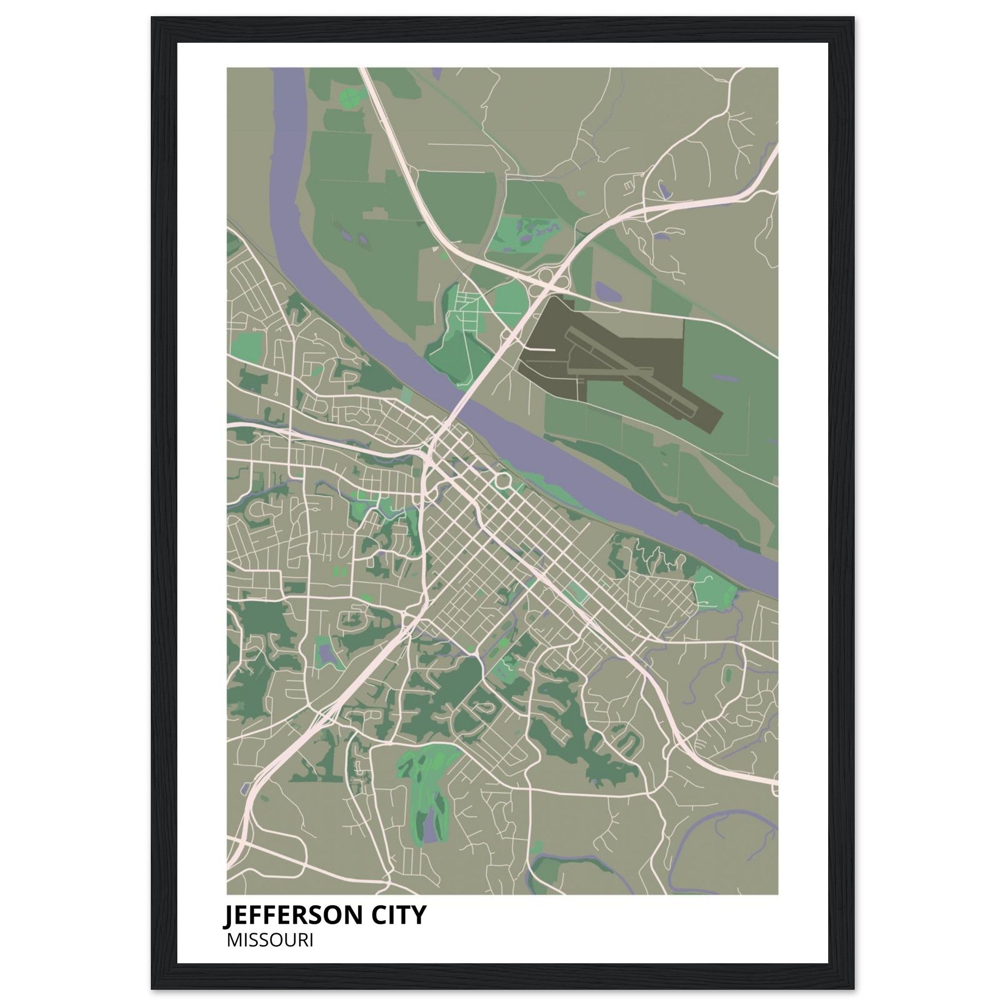 jefferson city map poster print