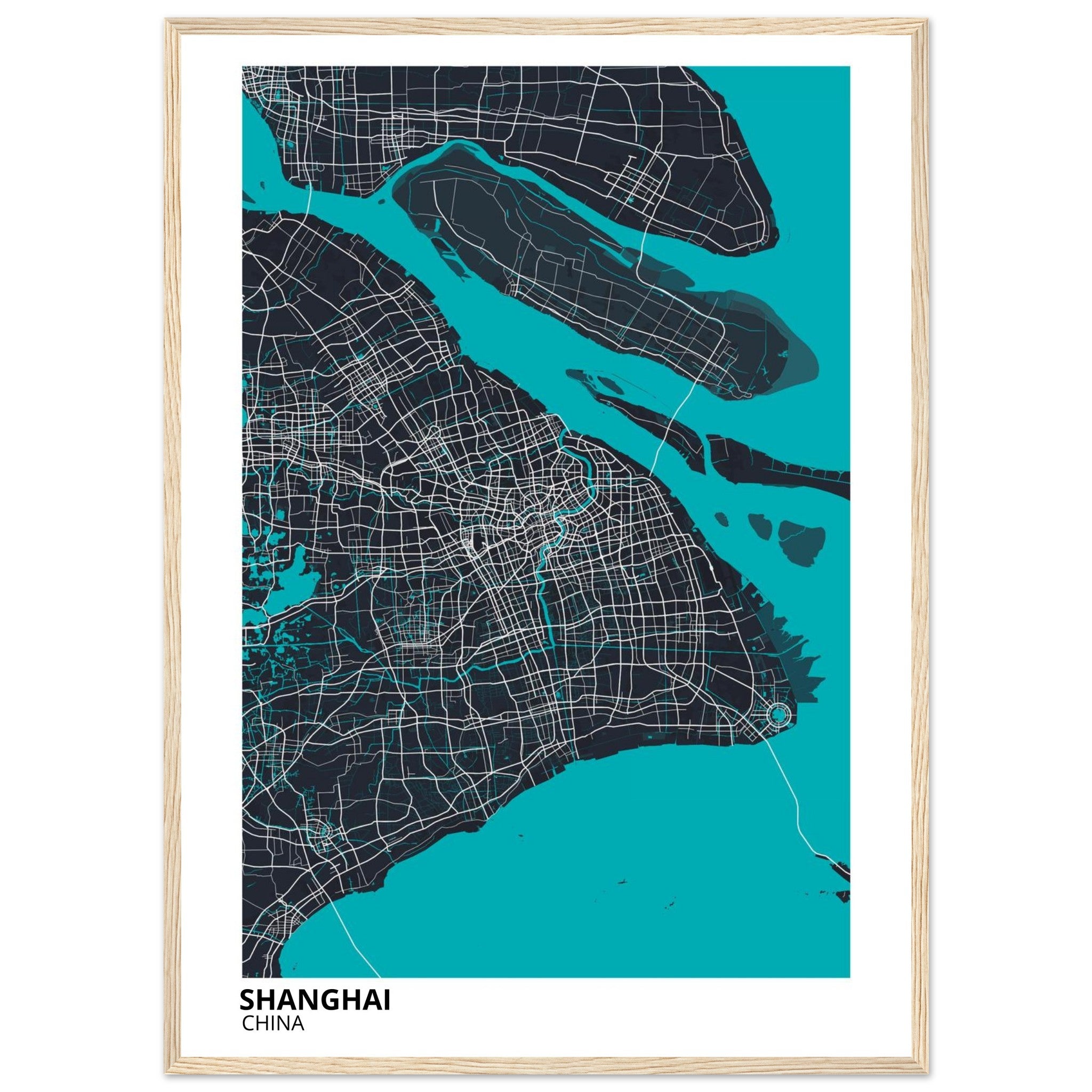 shanghai china map poster print