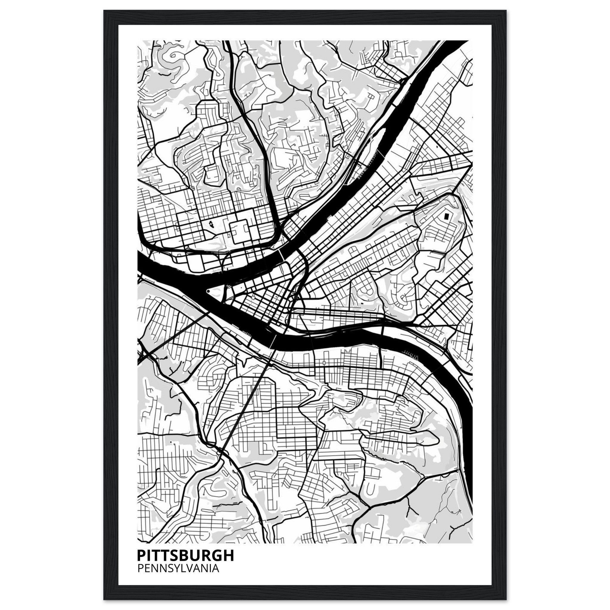 pittsburgh map poster print