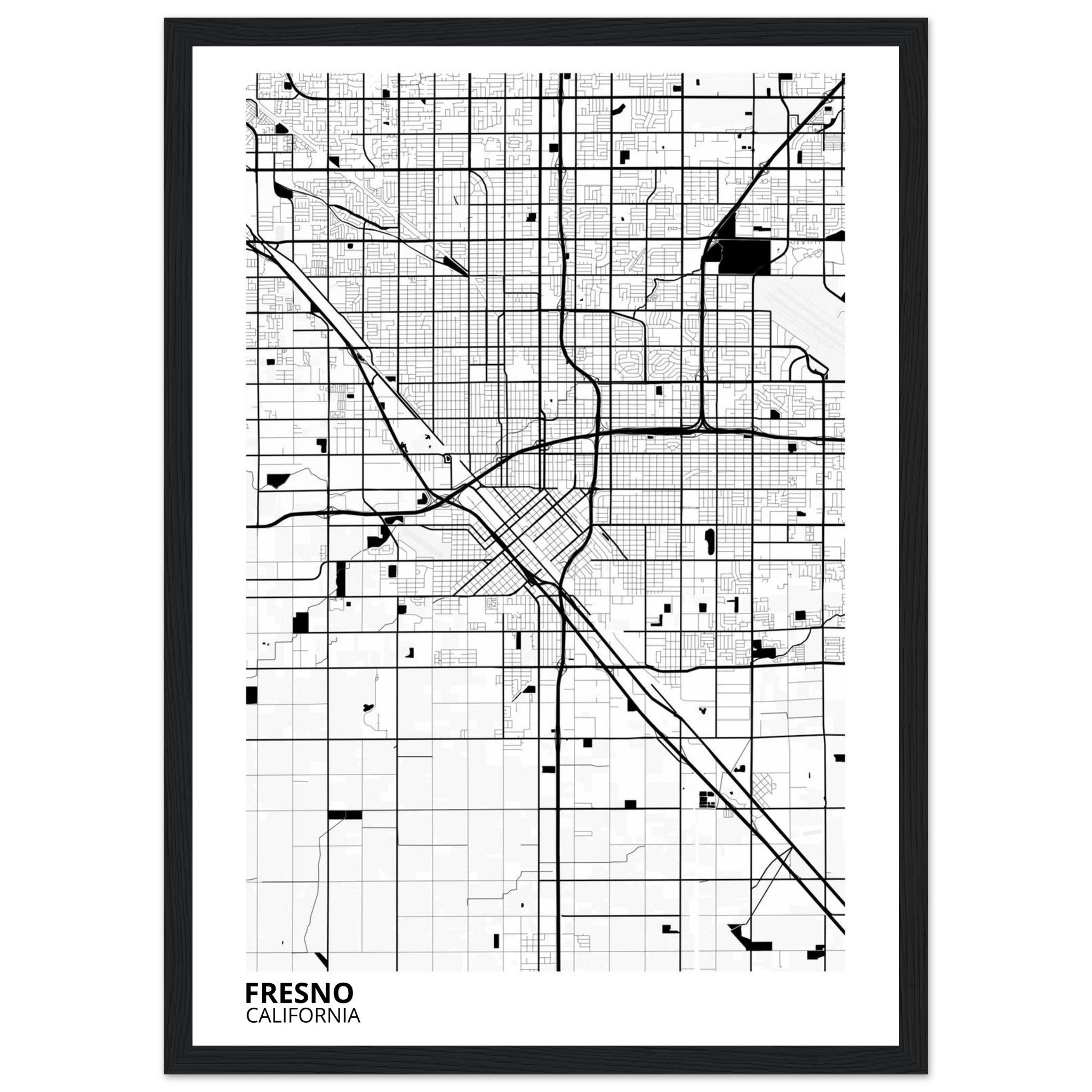 fresno map poster print