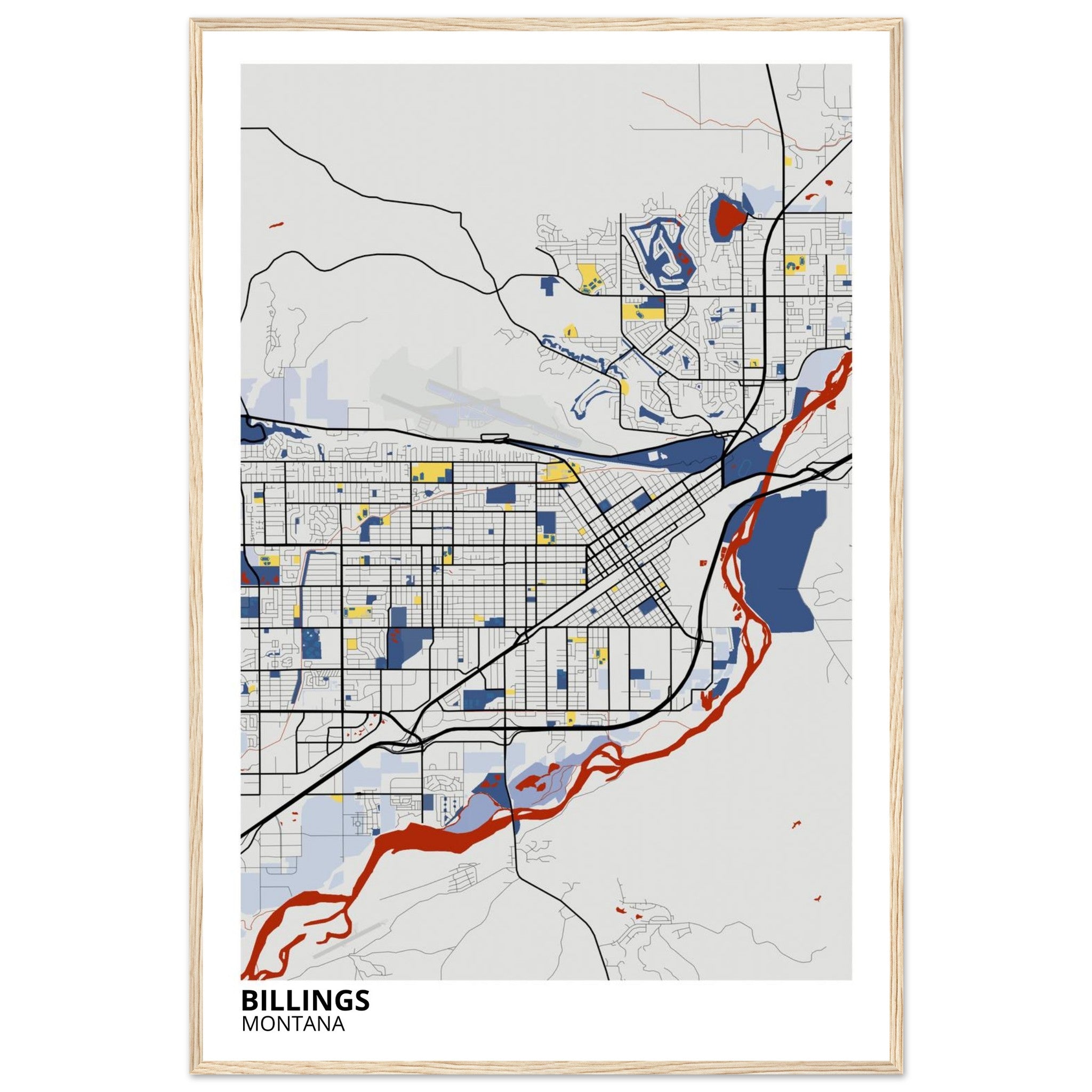 Billings Montana City Map Poster | Custom Map Art Print - Ink And Atlas