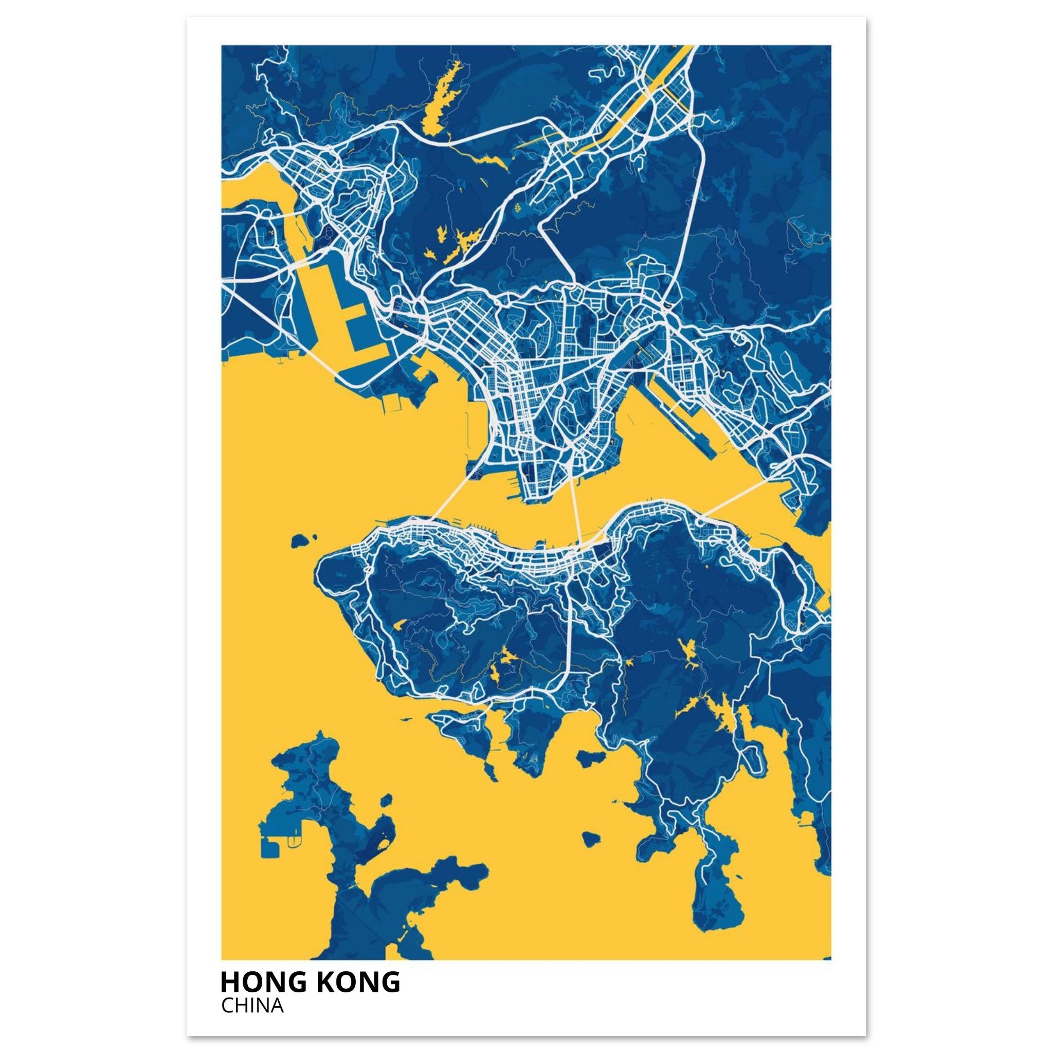 Hong Kong China City Map Poster | Custom Map Art Print - Ink And Atlas