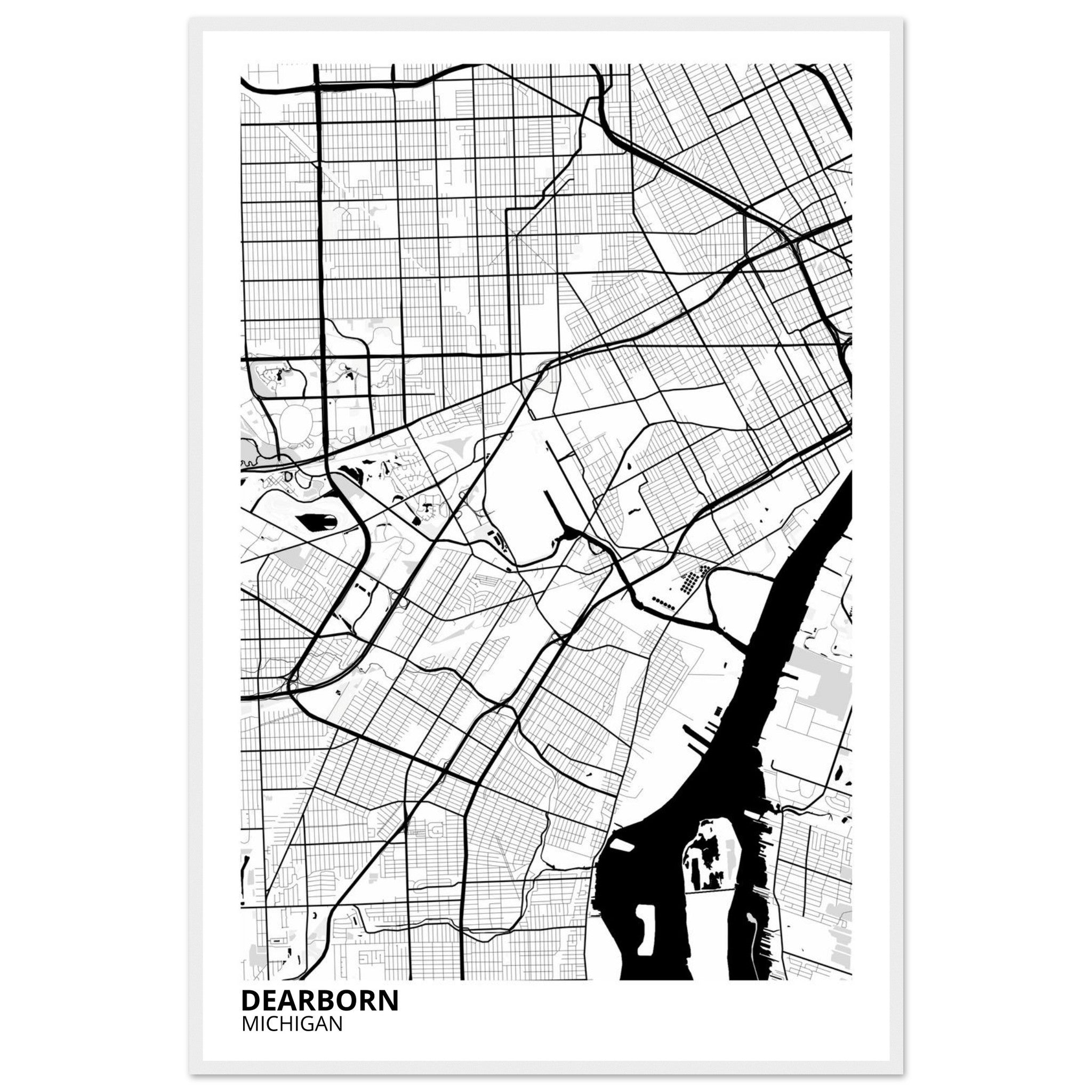 Dearborn Michigan City Map Poster | Custom Map Art Print - Ink And Atlas