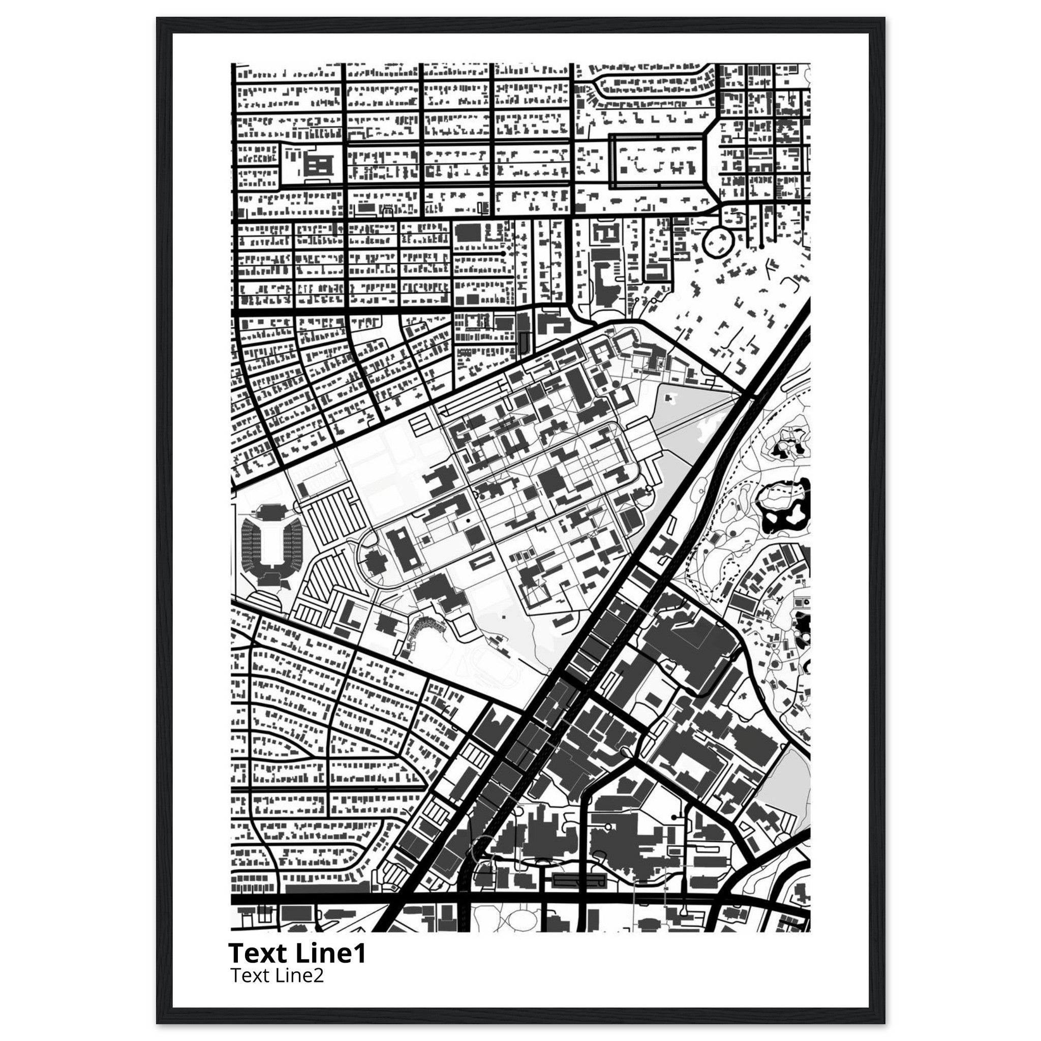 rice university modern campus map print