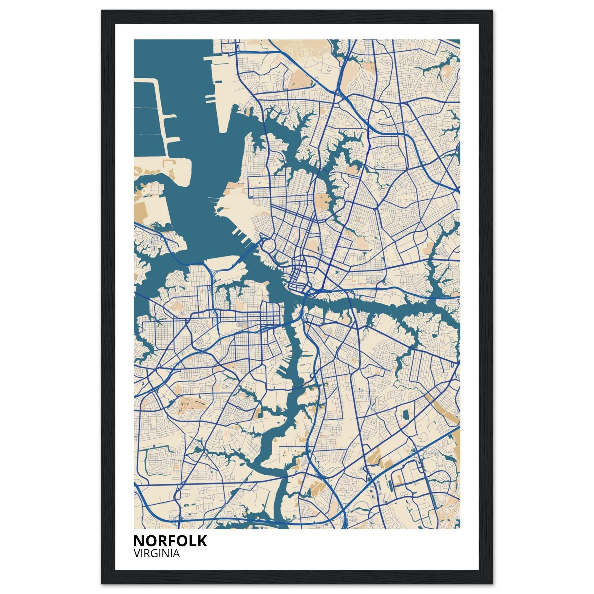 Norfolk Virginia City Map Poster | Custom Map Art Print - Ink And Atlas