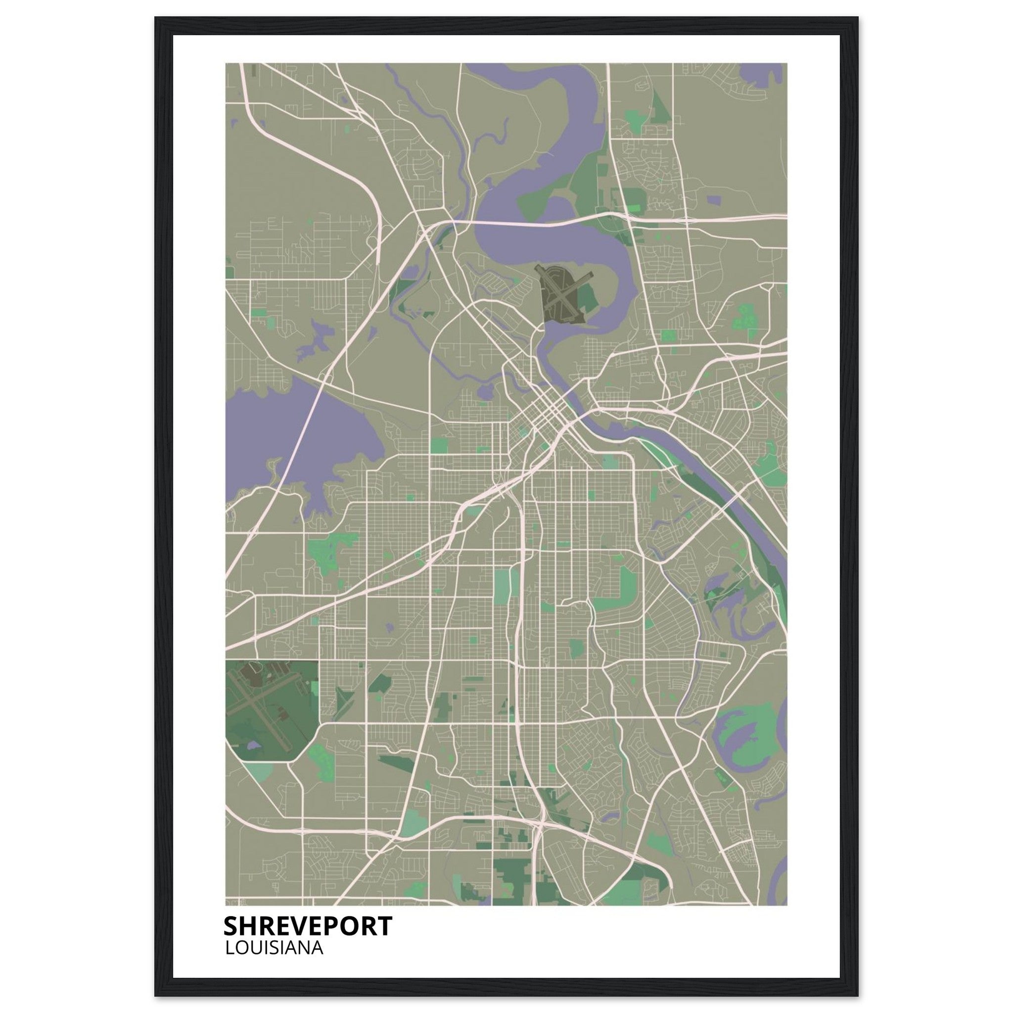 Shreveport Louisiana City Map Poster | Custom Map Art Print - Ink And Atlas