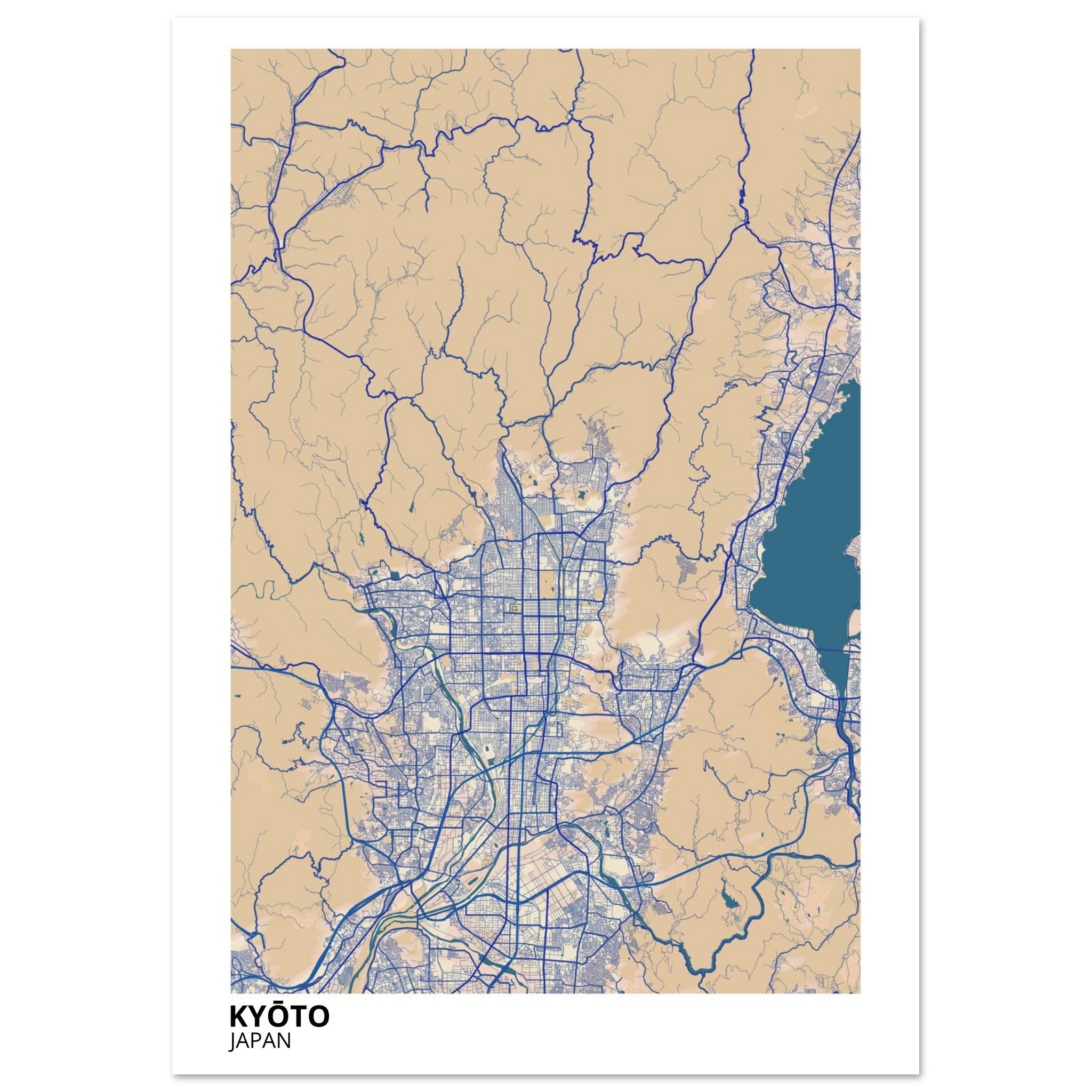 Kyoto Japan City Map Poster | Custom Map Art Print - Ink And Atlas