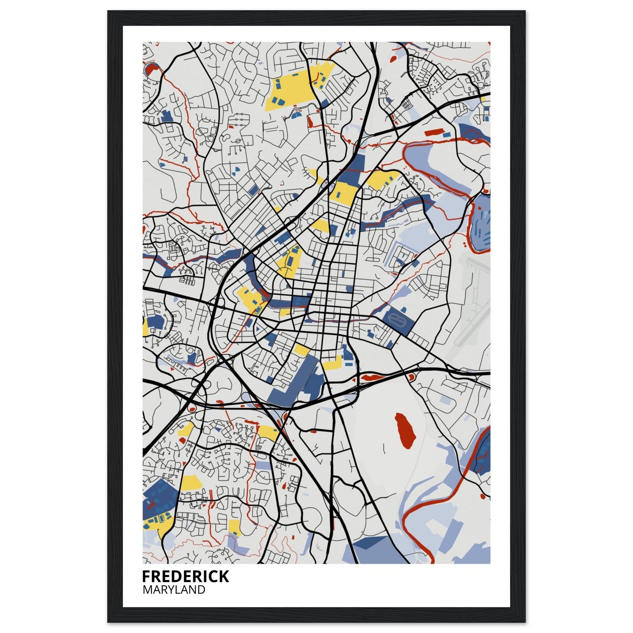 Frederick Maryland City Map Poster | Custom Map Art Print - Ink And Atlas